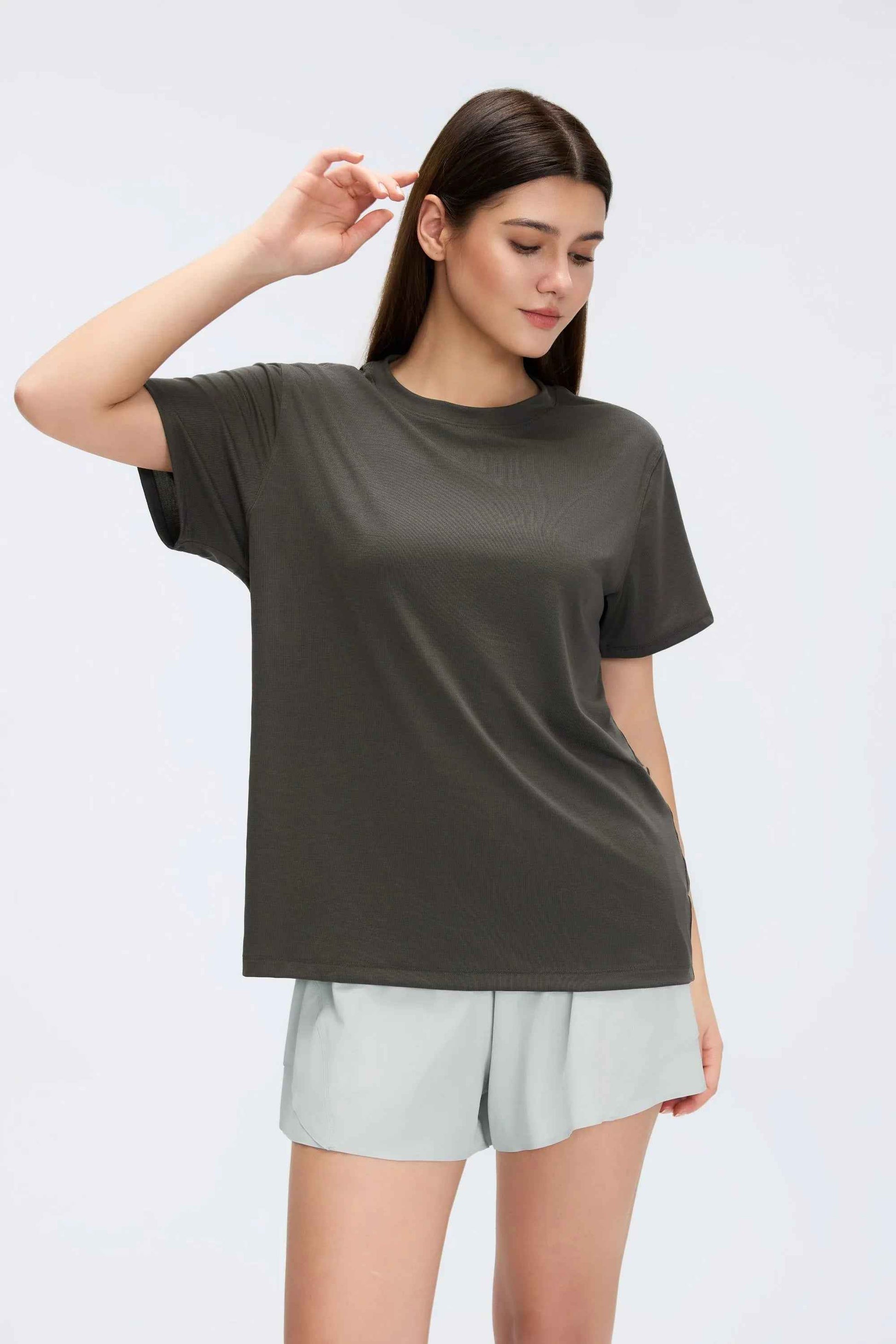 Breathable Solid Color Workout Tee