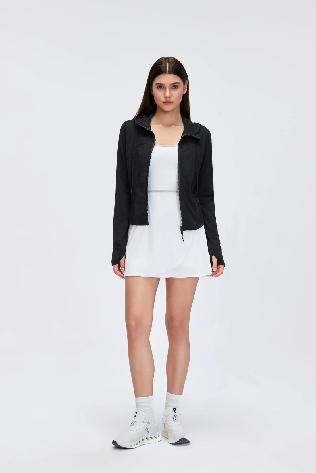 Mesh-Lined Hooded Workout Jacket