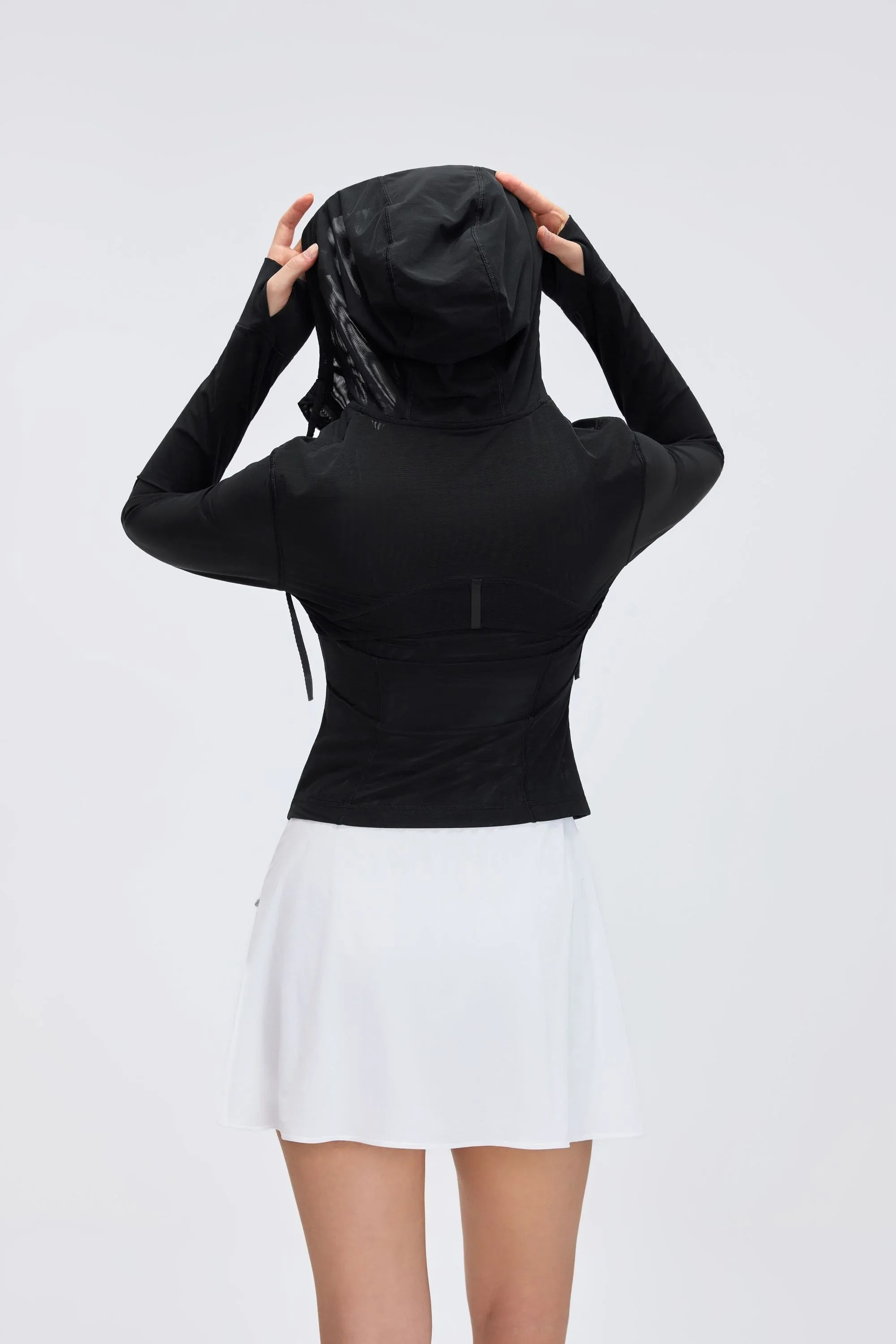 Mesh-Lined Hooded Workout Jacket