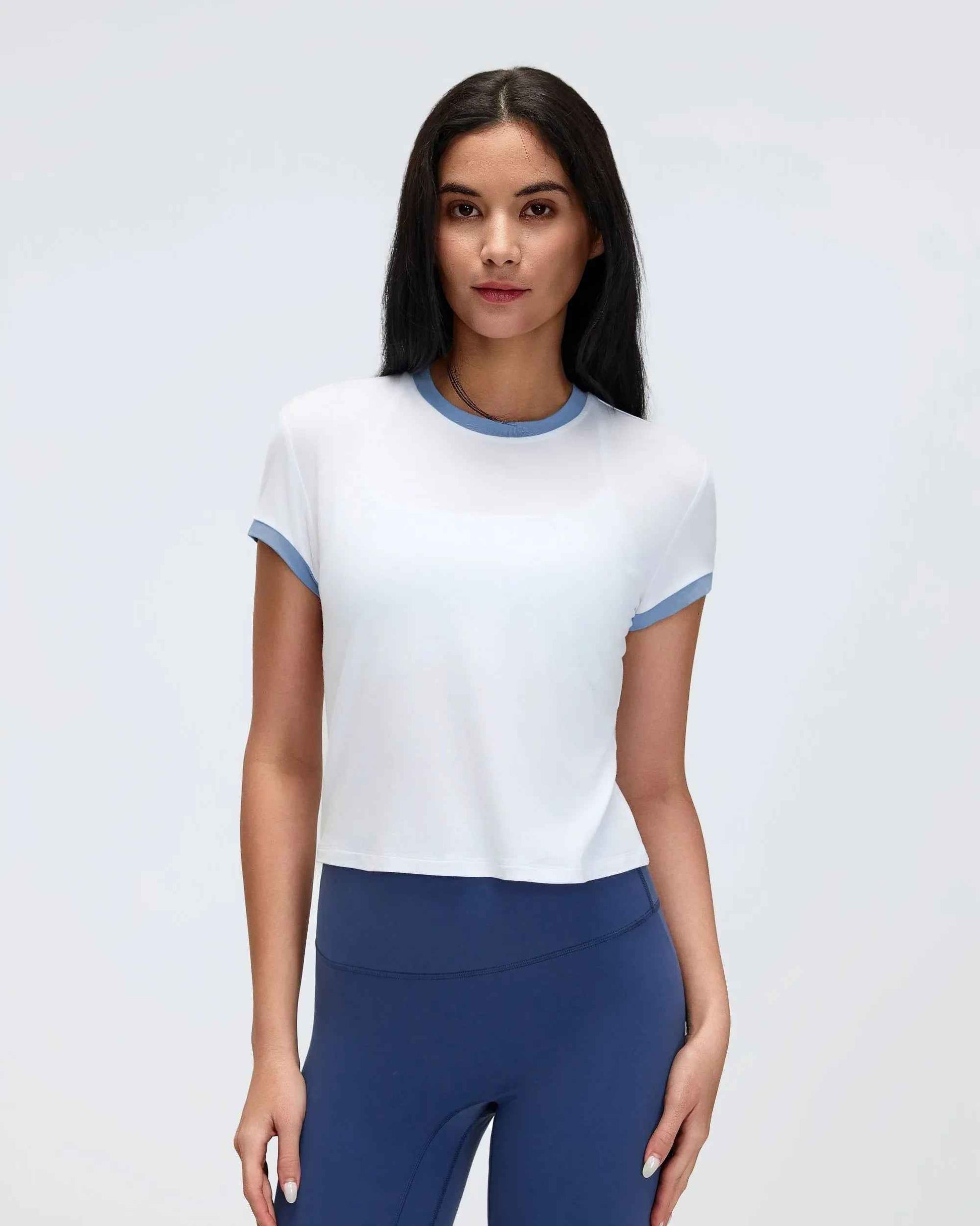 Color-Block Cropped Shoulder Tee