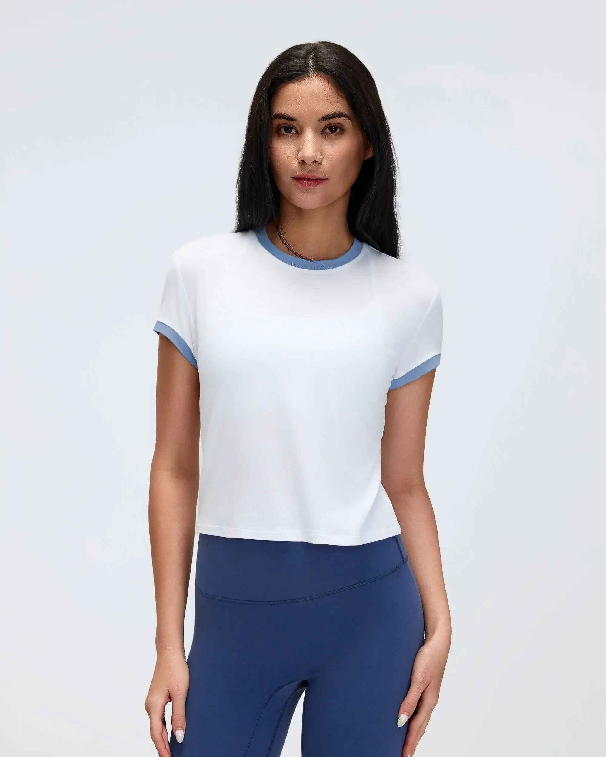 Color-Block Cropped Shoulder Tee