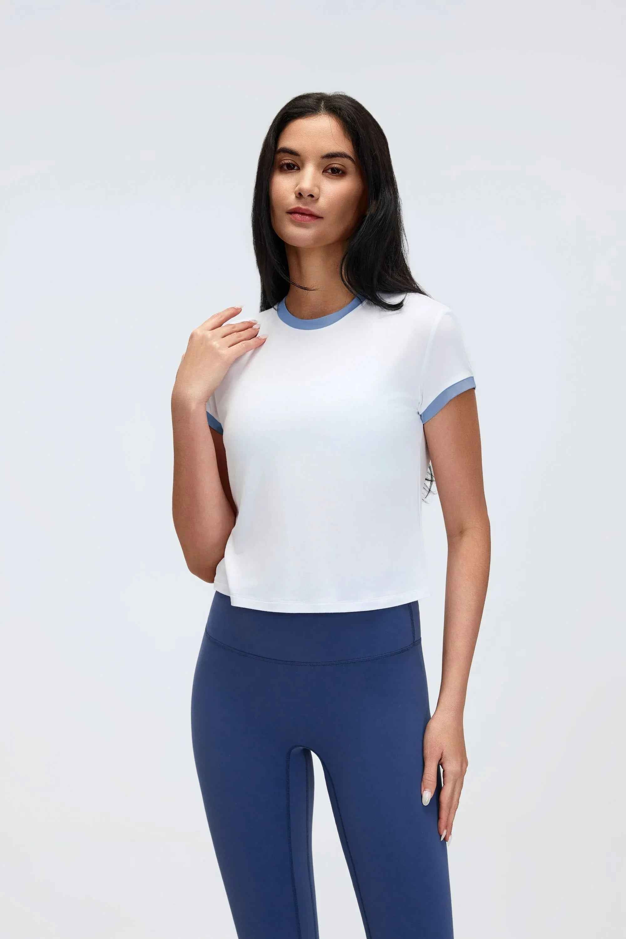 Color-Block Cropped Shoulder Tee