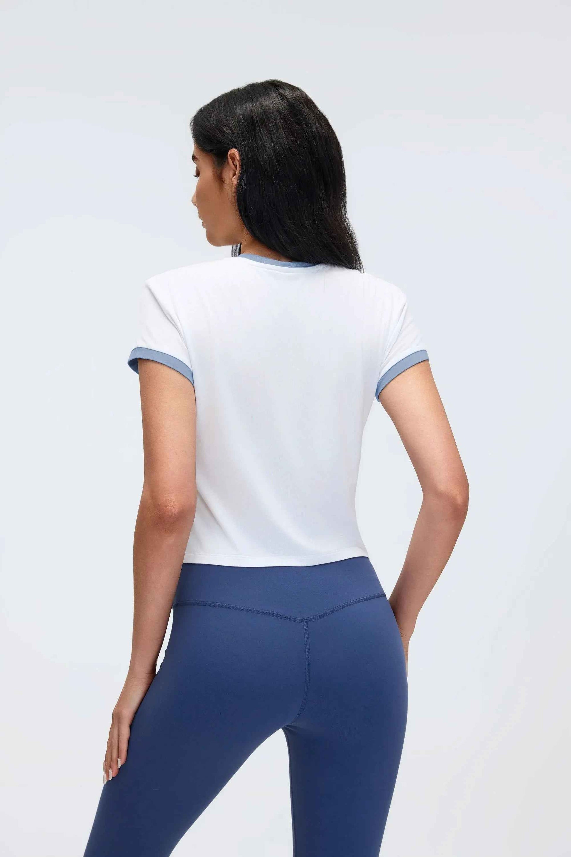 Color-Block Cropped Shoulder Tee