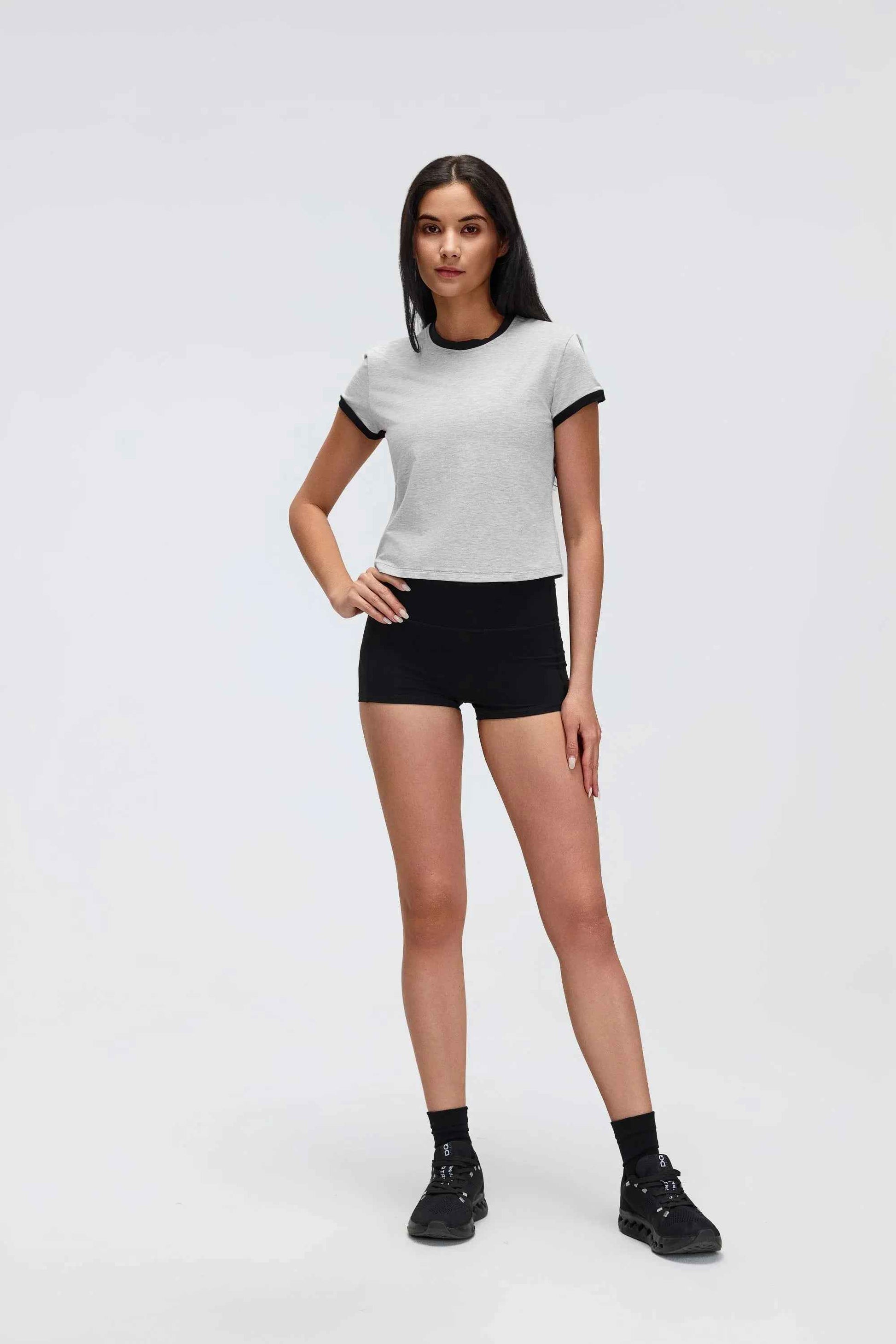 Color-Block Cropped Shoulder Tee