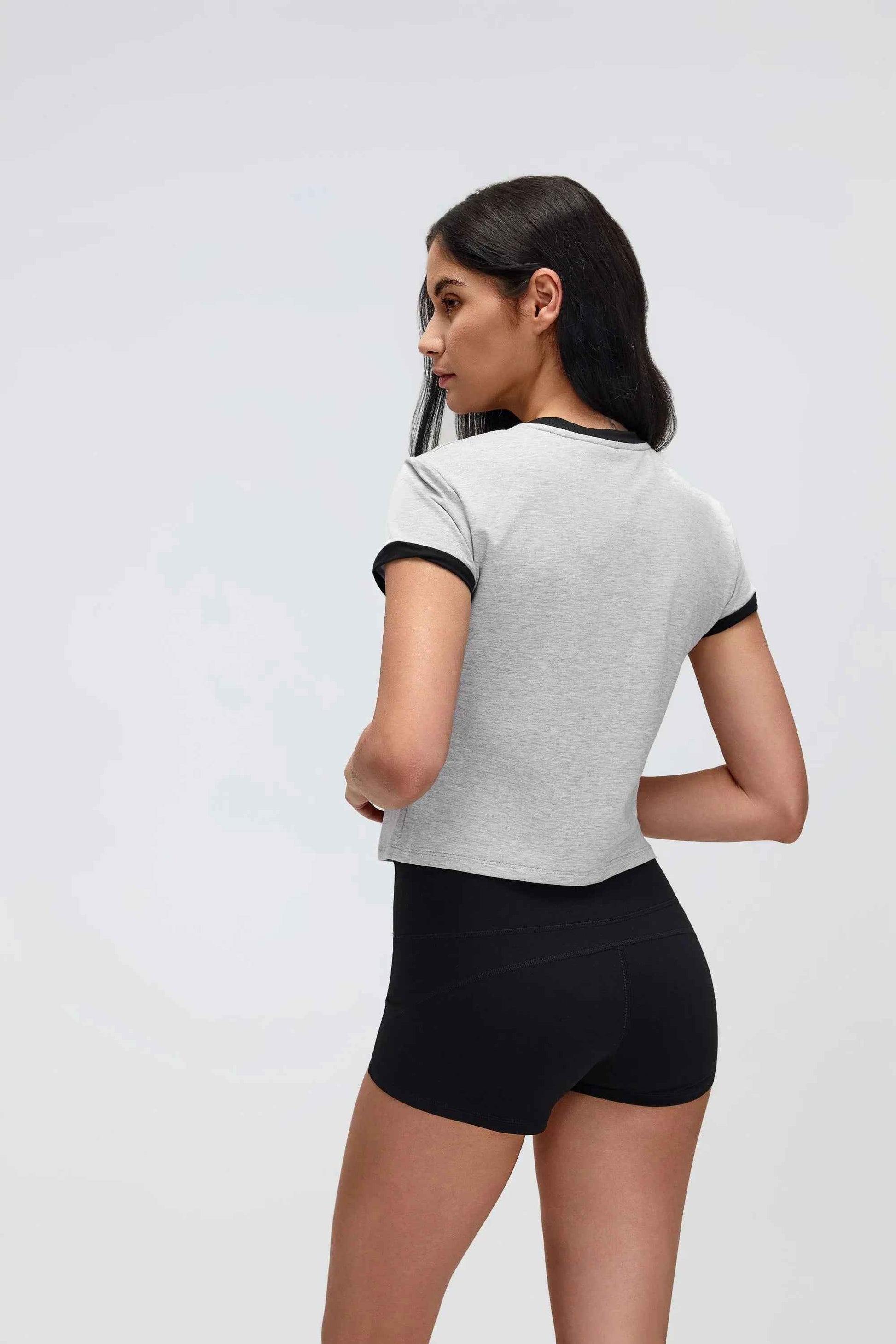 Color-Block Cropped Shoulder Tee