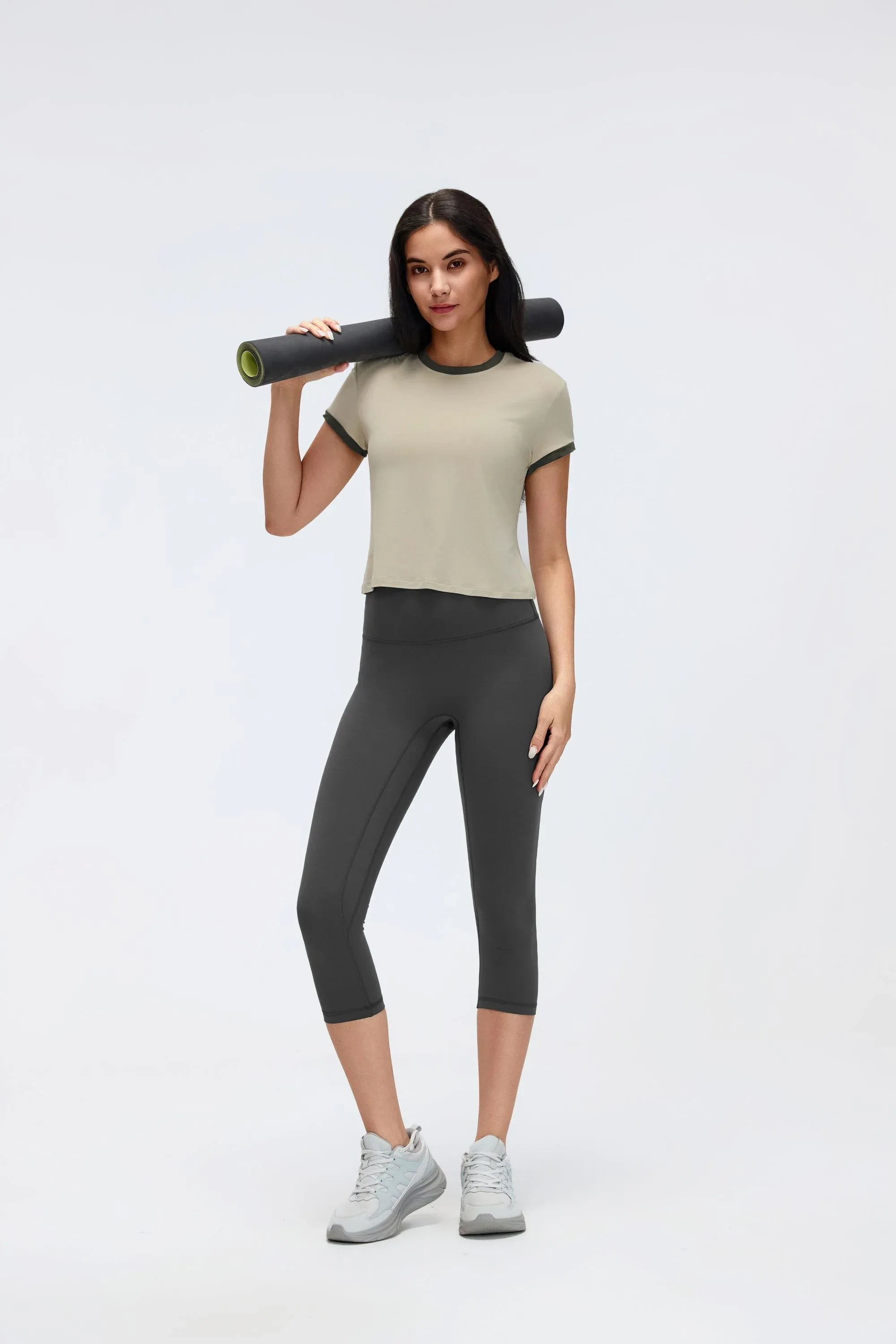 Color-Block Cropped Shoulder Tee