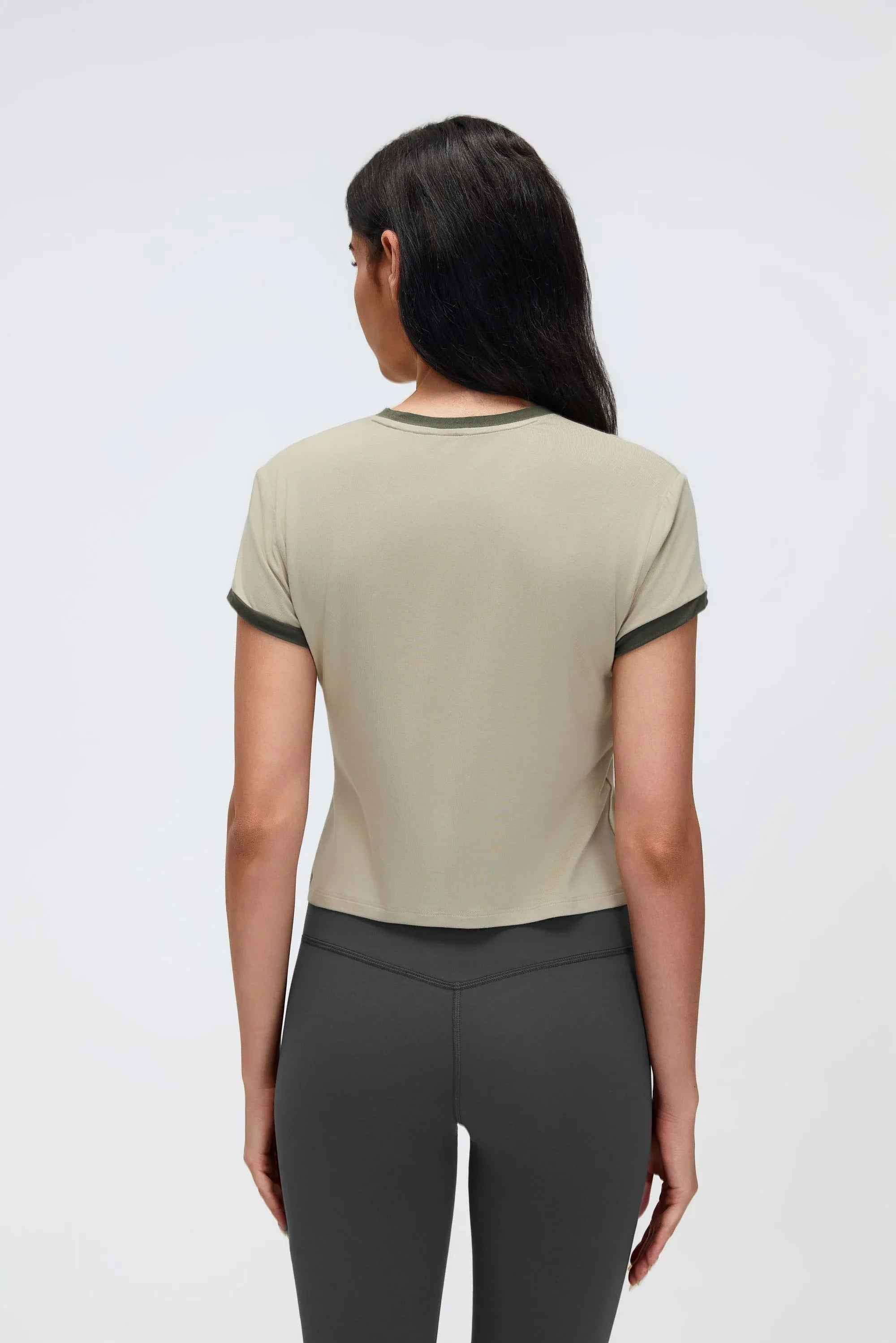 Color-Block Cropped Shoulder Tee