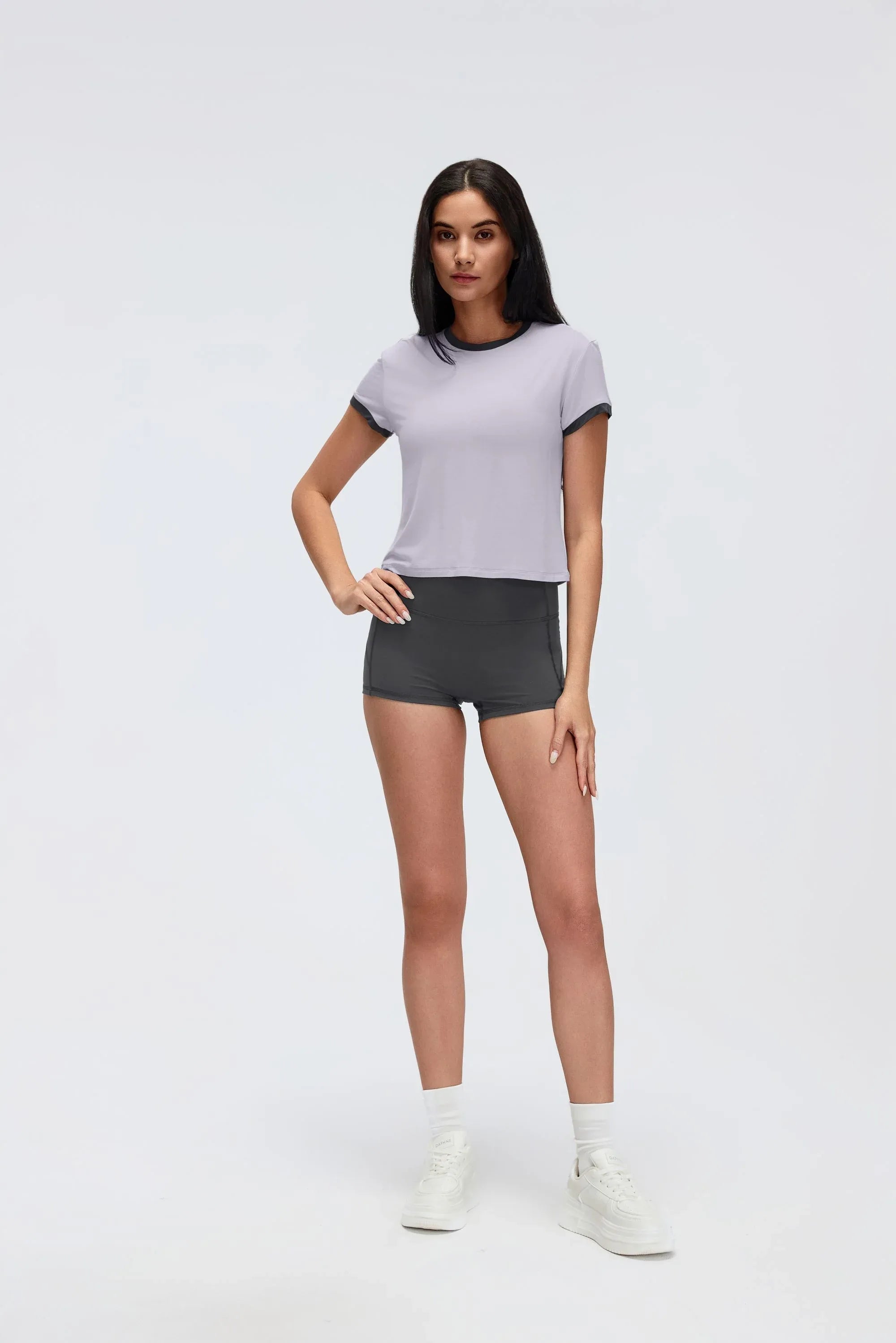 Color-Block Cropped Shoulder Tee