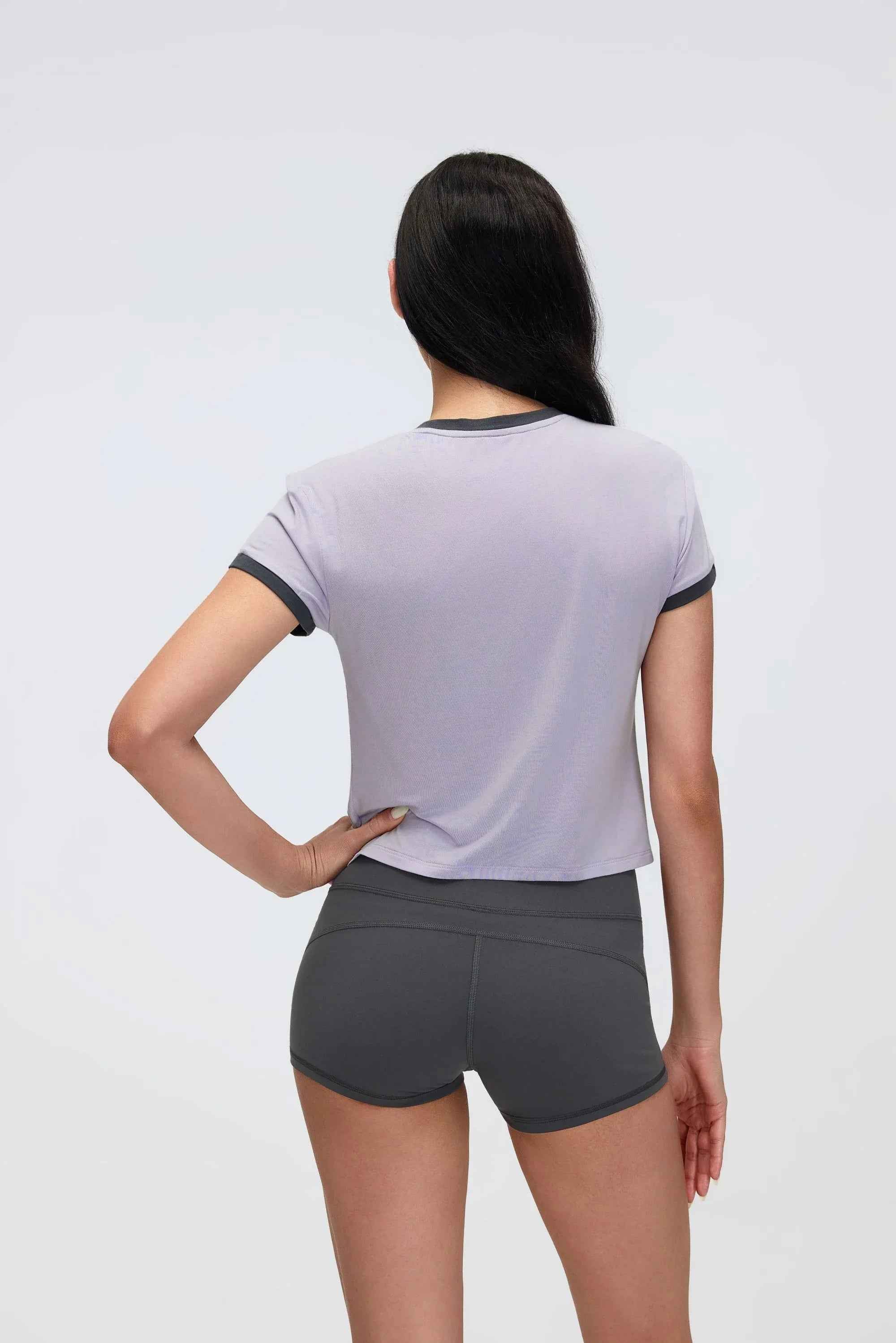 Color-Block Cropped Shoulder Tee