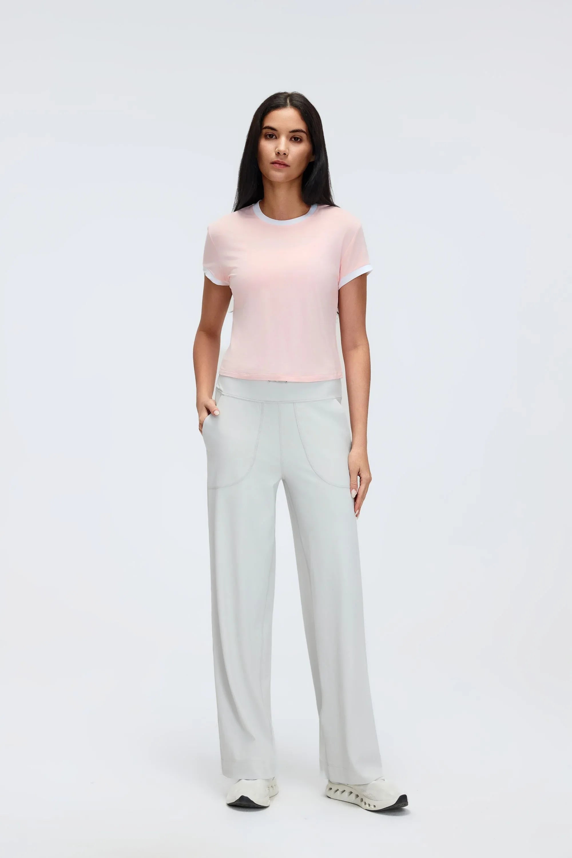 Color-Block Cropped Shoulder Tee