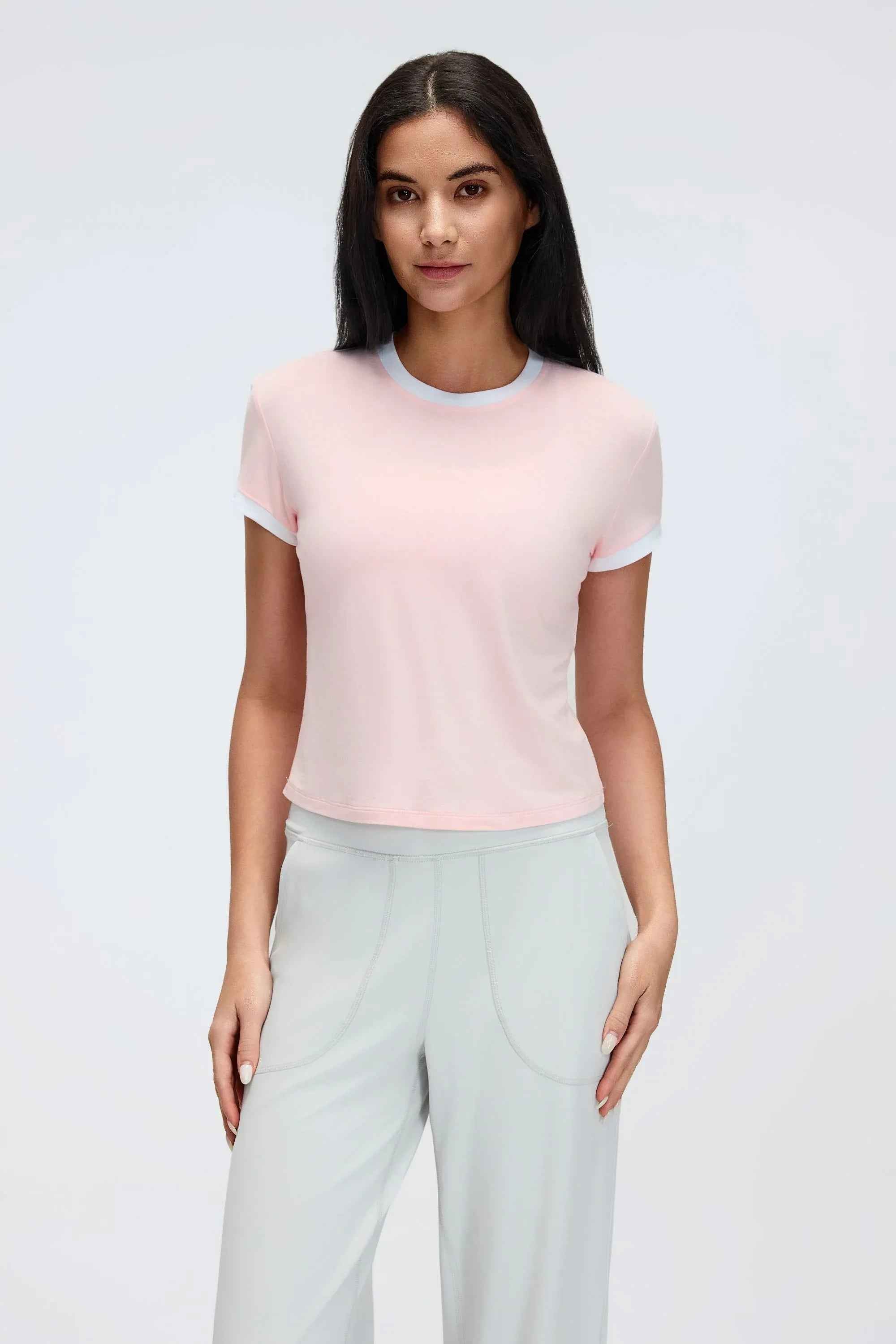 Color-Block Cropped Shoulder Tee