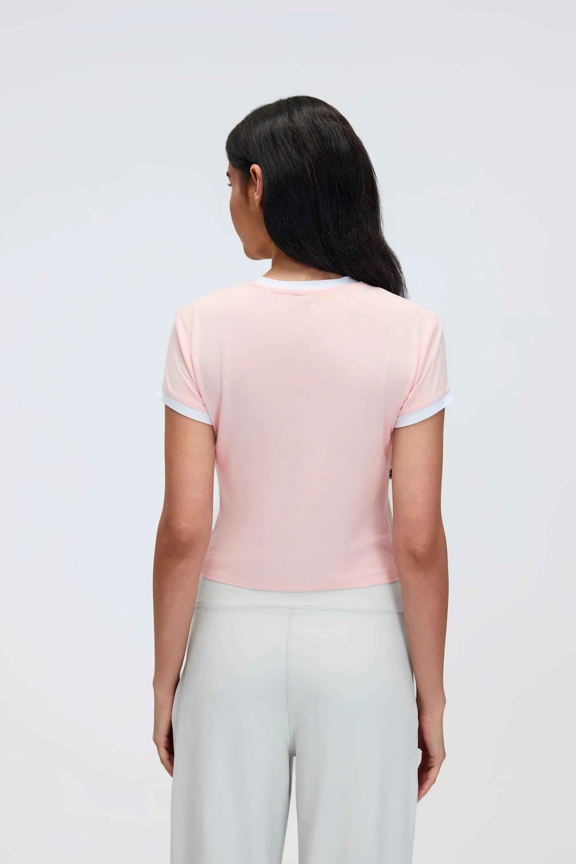 Color-Block Cropped Shoulder Tee