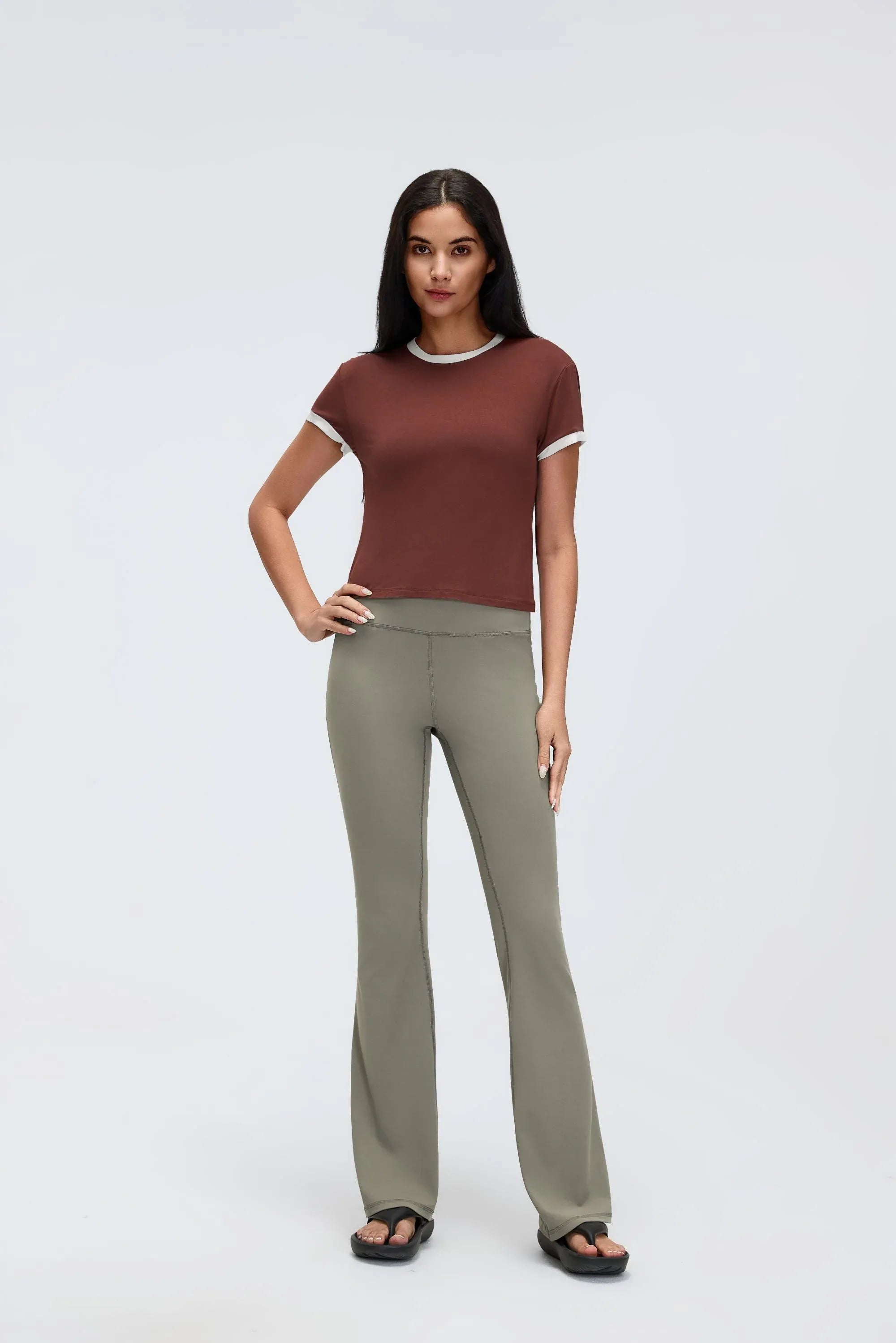 Color-Block Cropped Shoulder Tee
