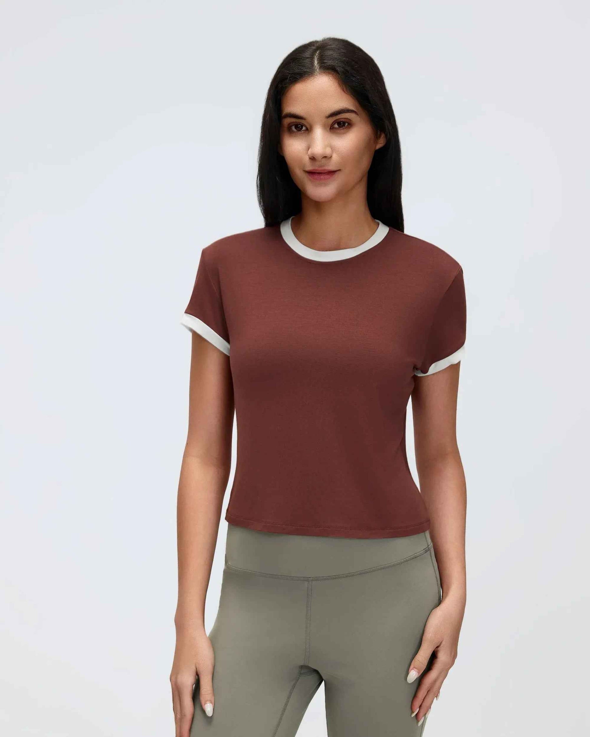 Color-Block Cropped Shoulder Tee