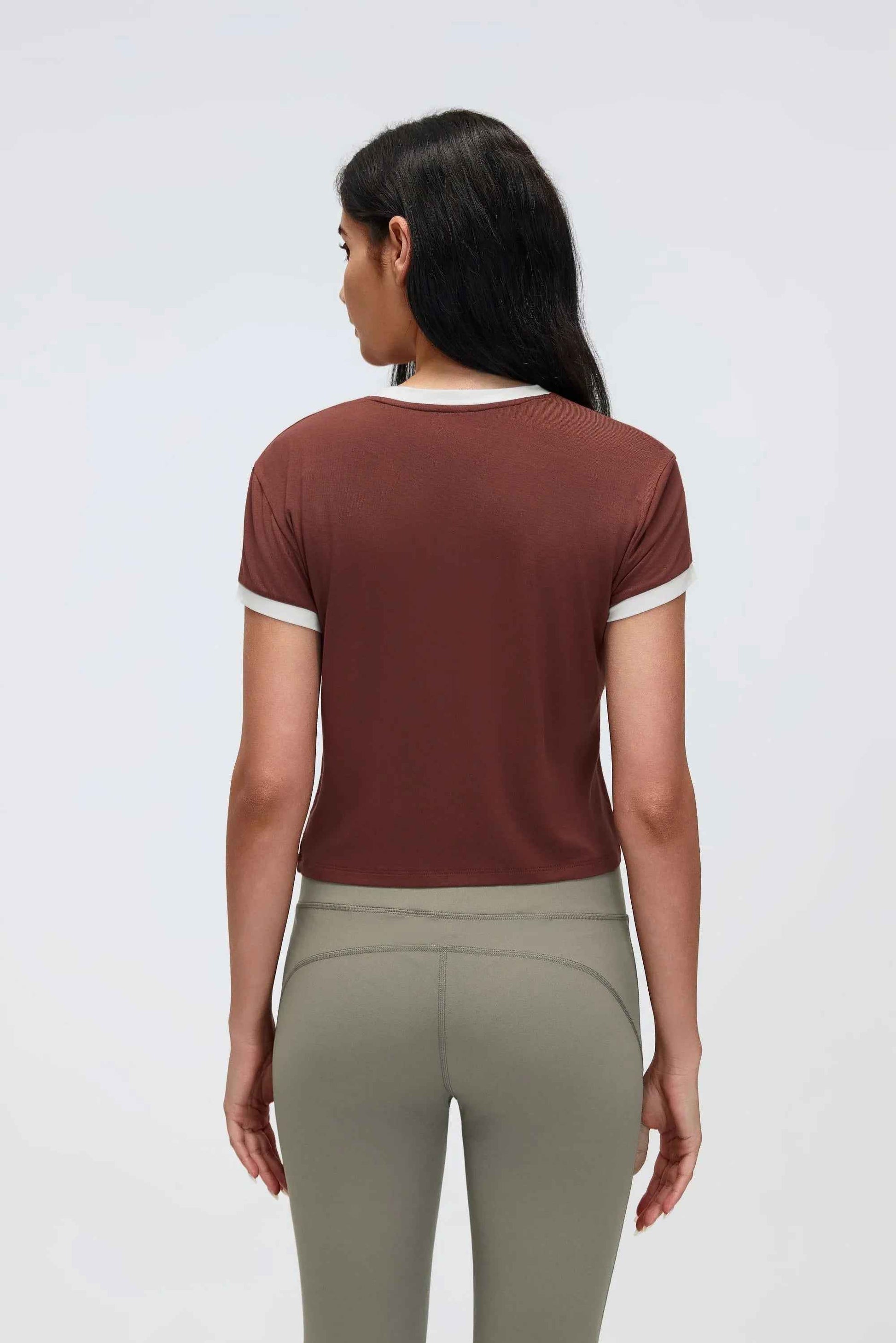 Color-Block Cropped Shoulder Tee