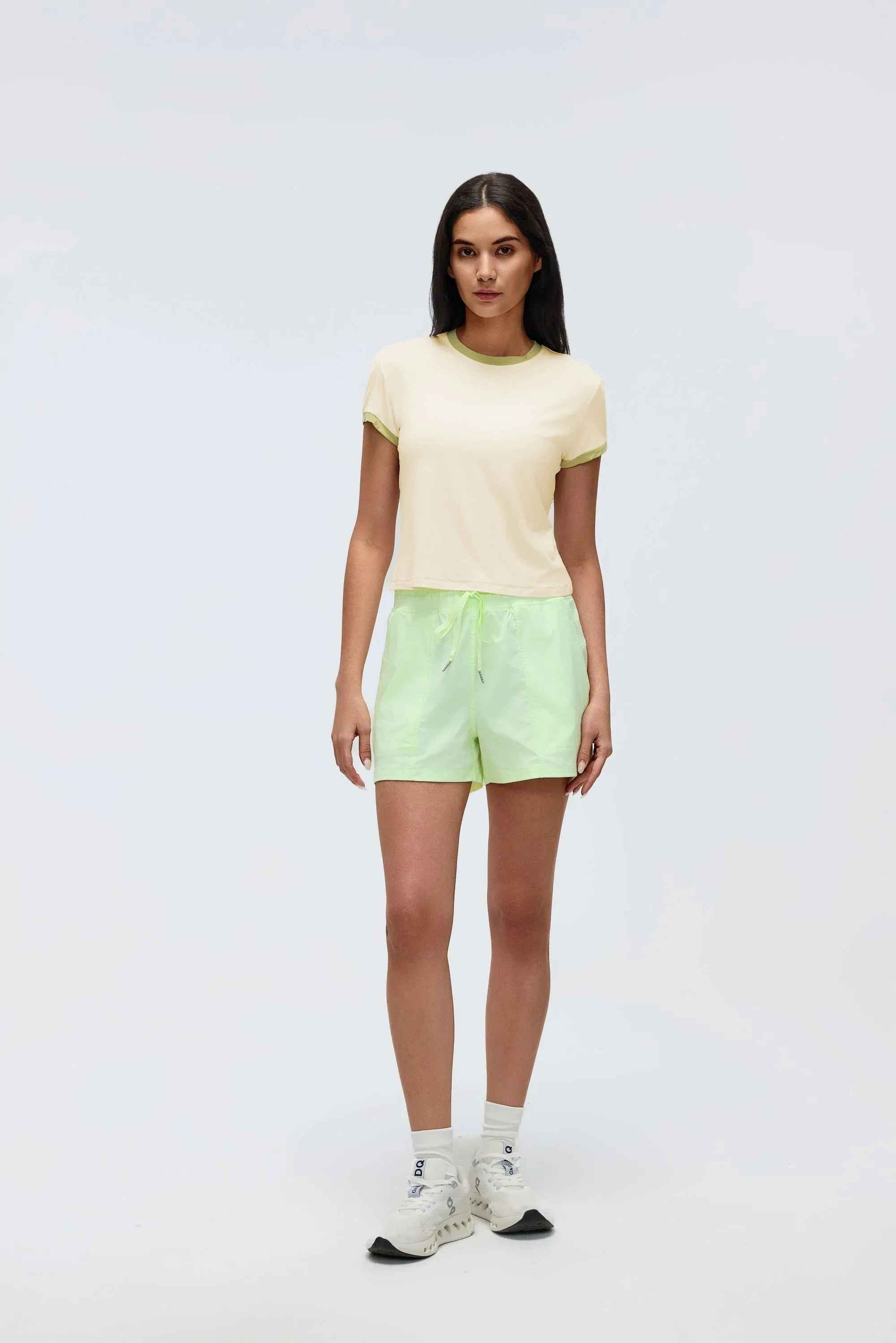 Color-Block Cropped Shoulder Tee