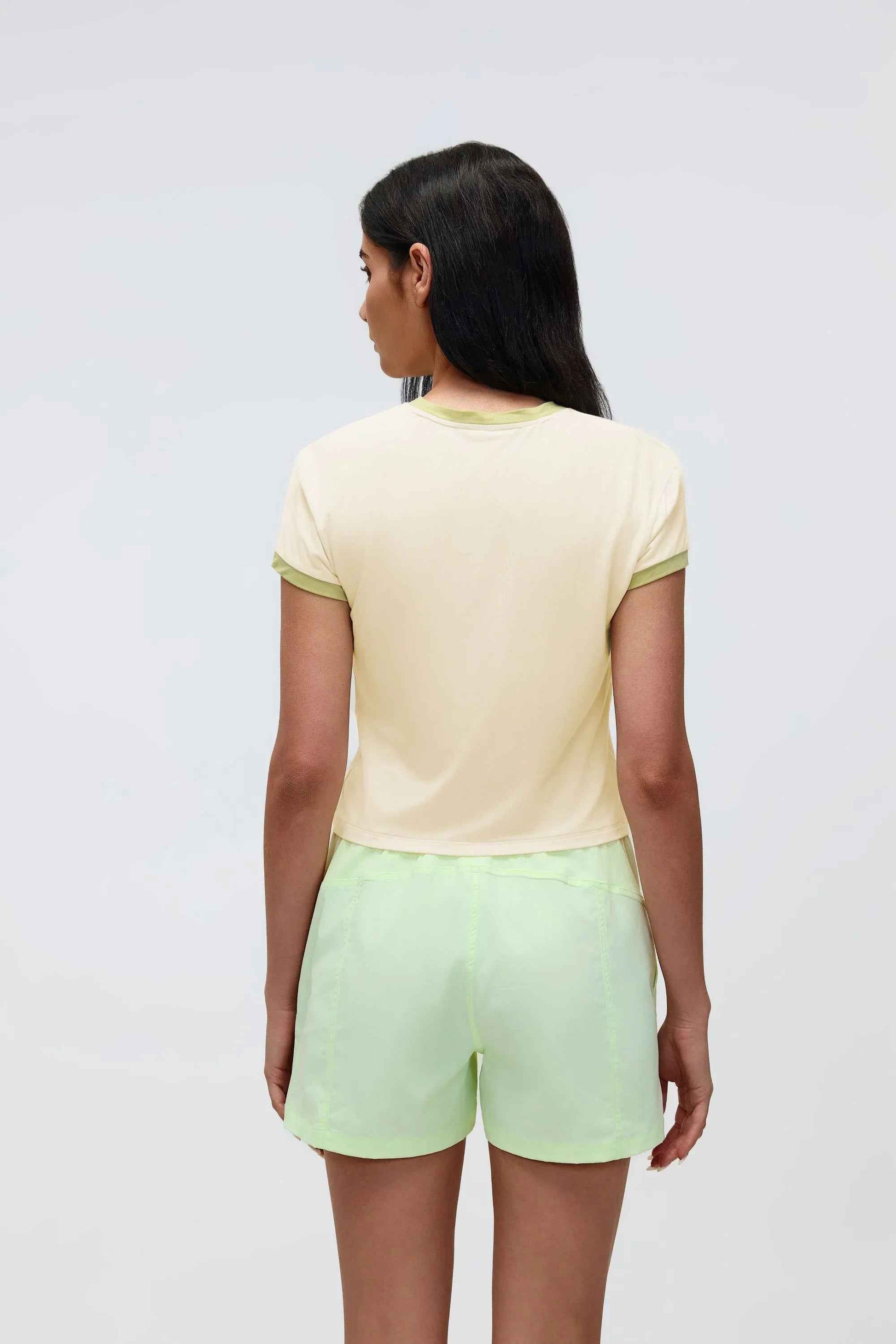Color-Block Cropped Shoulder Tee