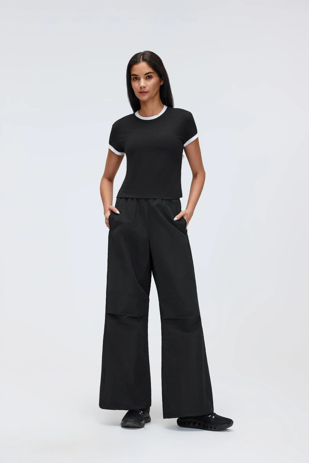 Color-Block Cropped Shoulder Tee