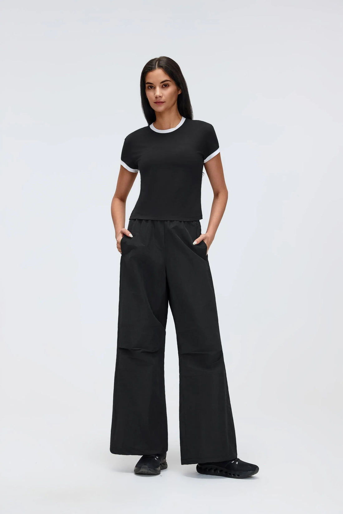 Color-Block Cropped Shoulder Tee