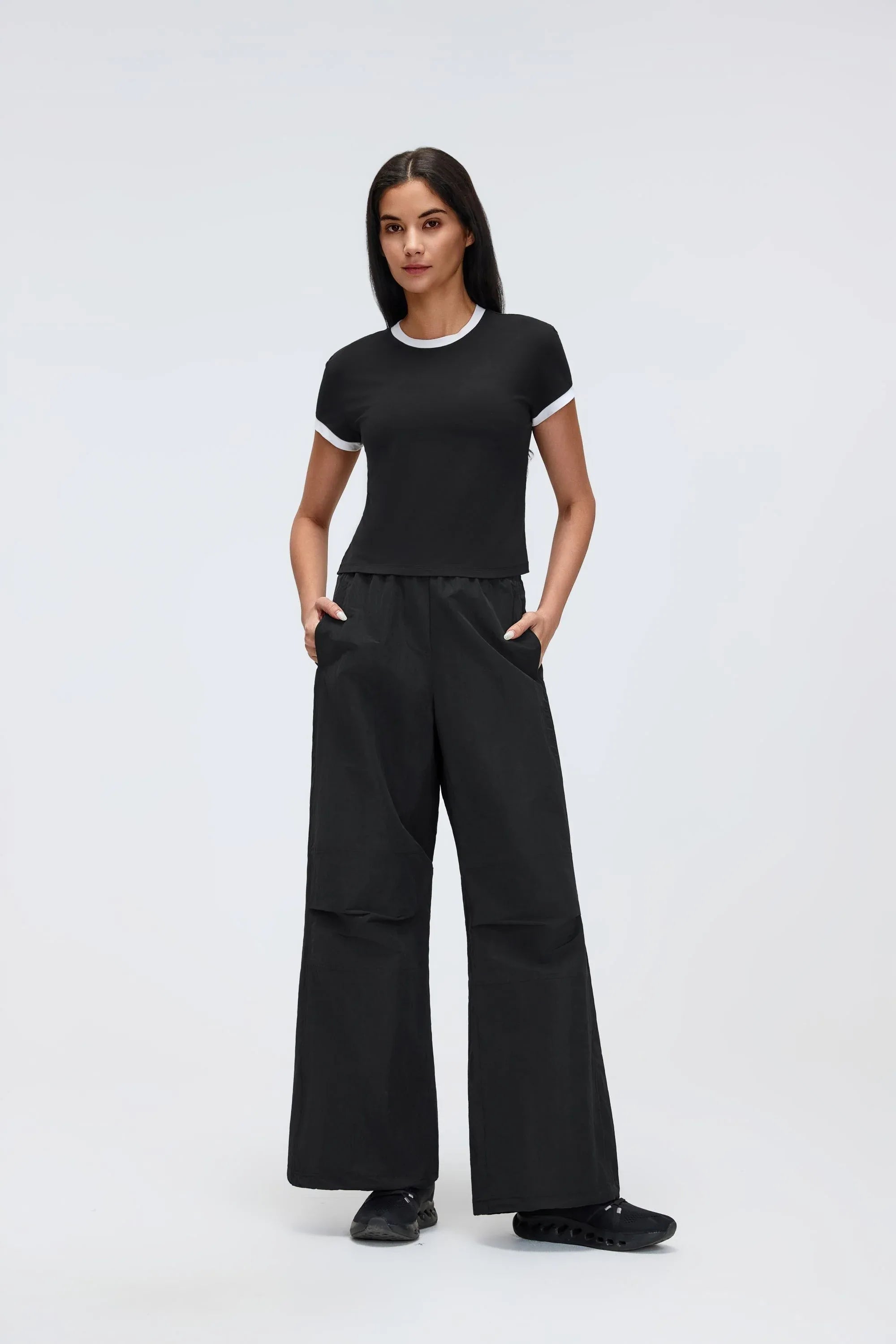Color-Block Cropped Shoulder Tee