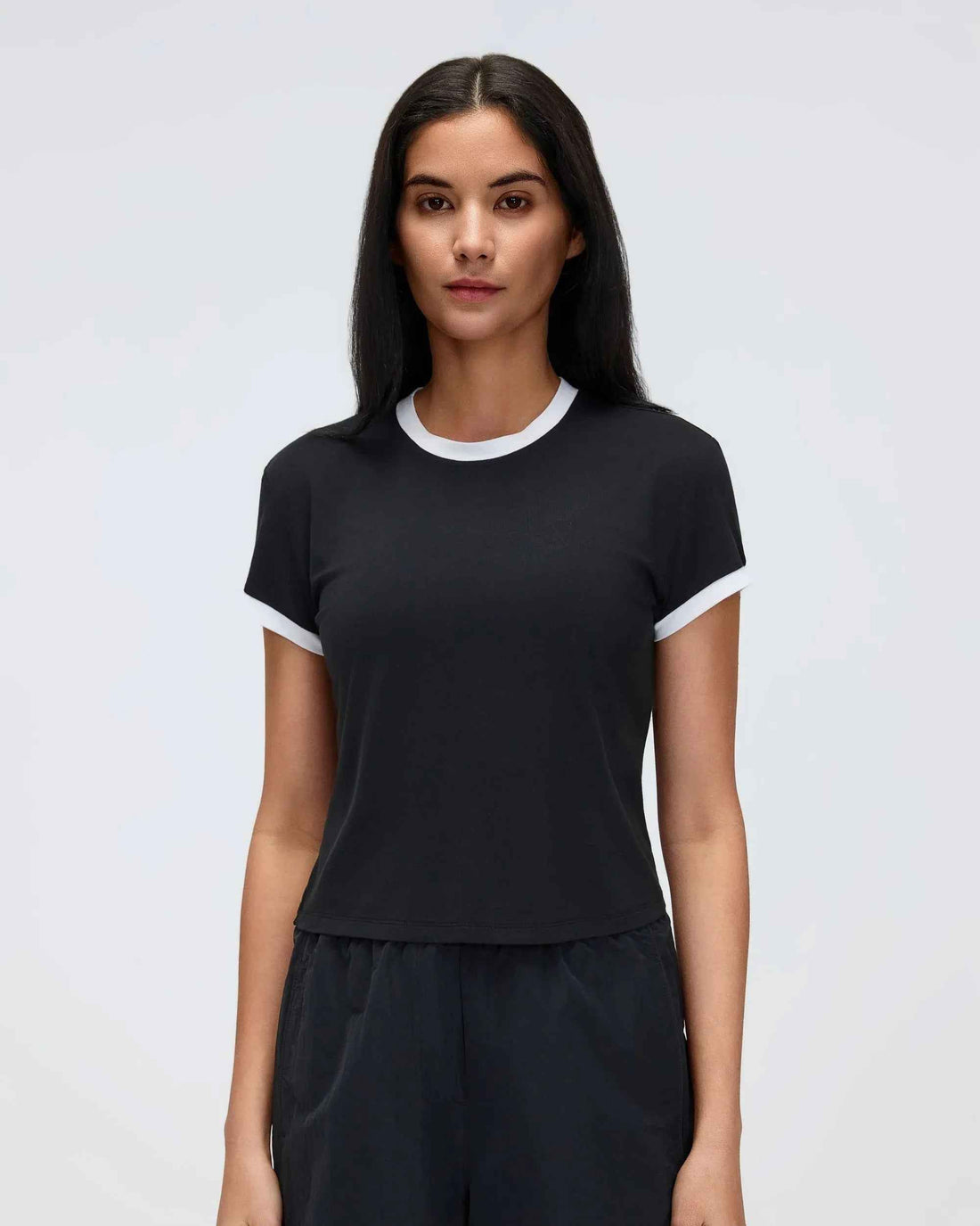 Color-Block Cropped Shoulder Tee