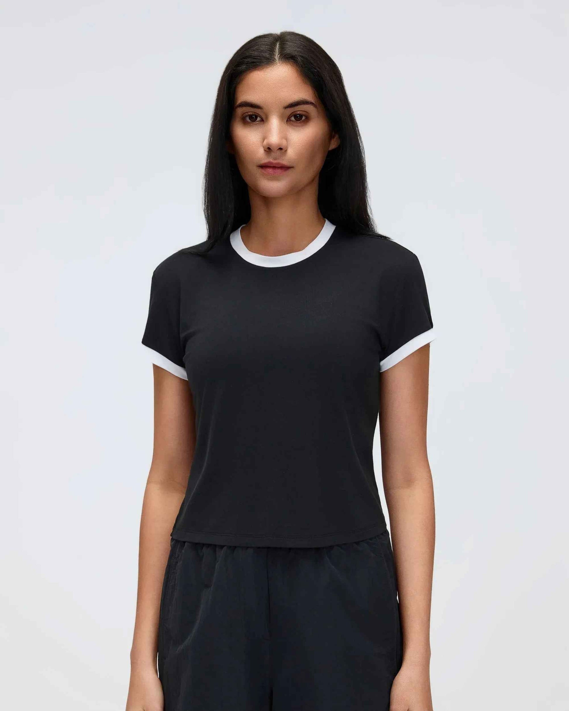 Color-Block Cropped Shoulder Tee