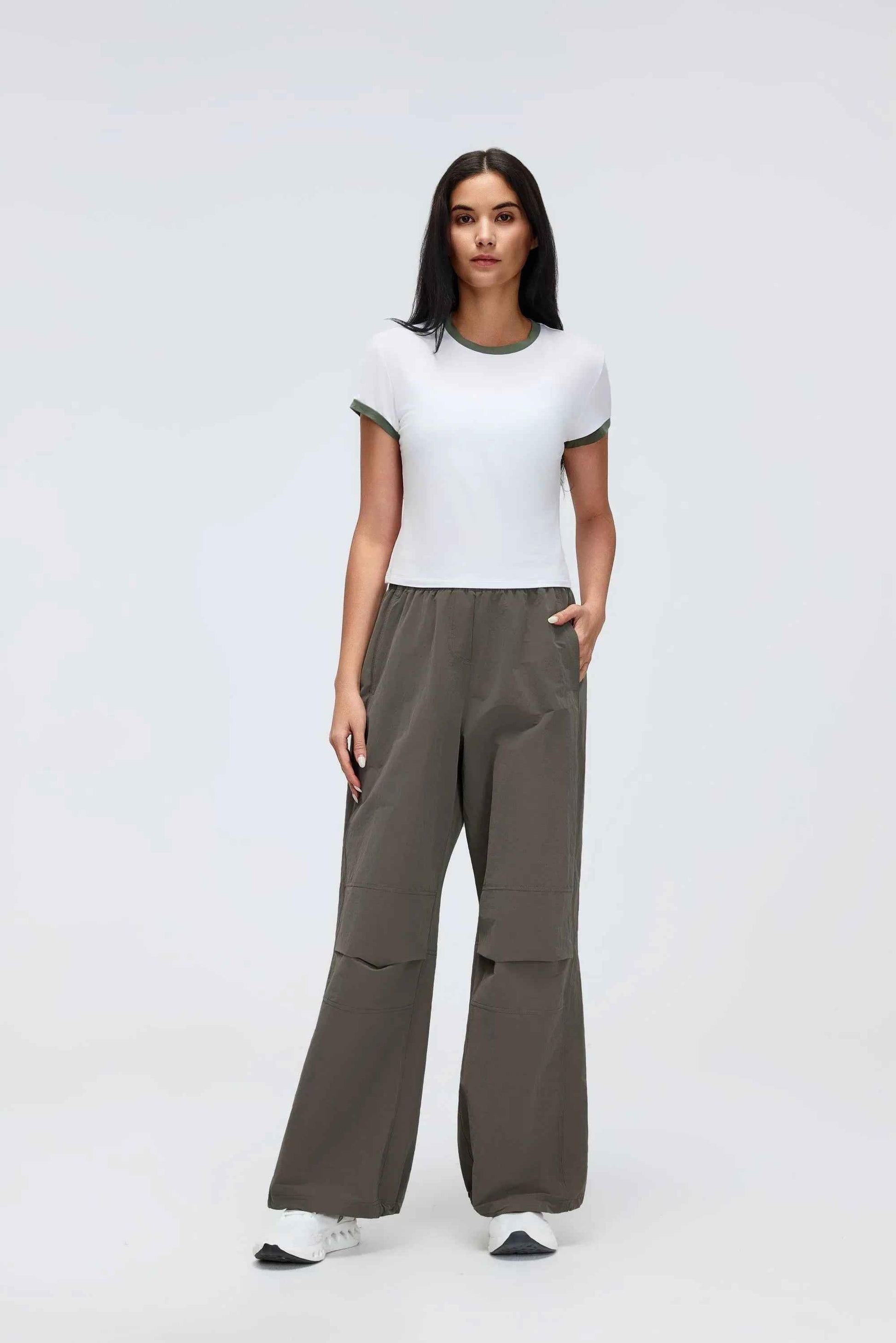 Color-Block Cropped Shoulder Tee