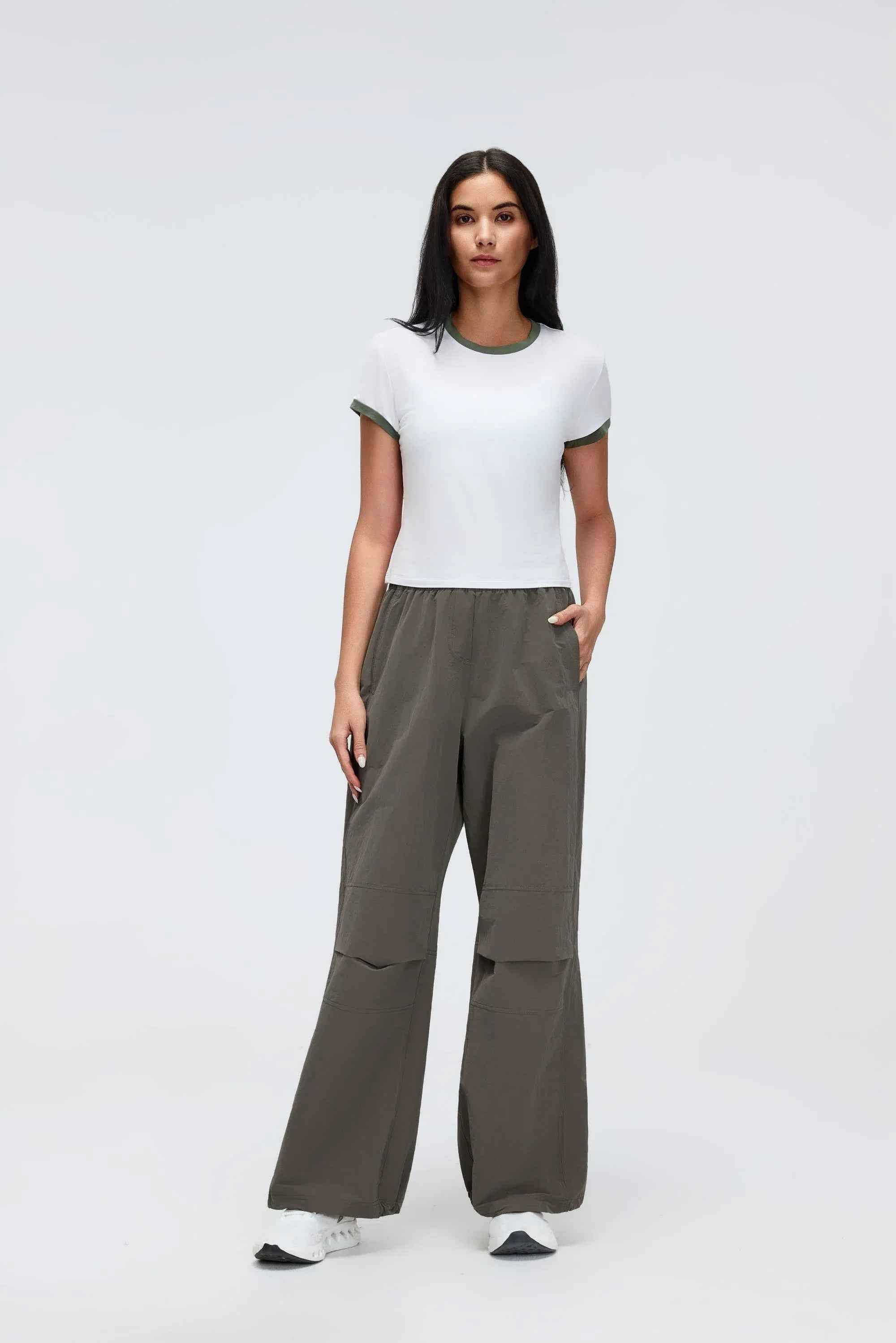 Color-Block Cropped Shoulder Tee