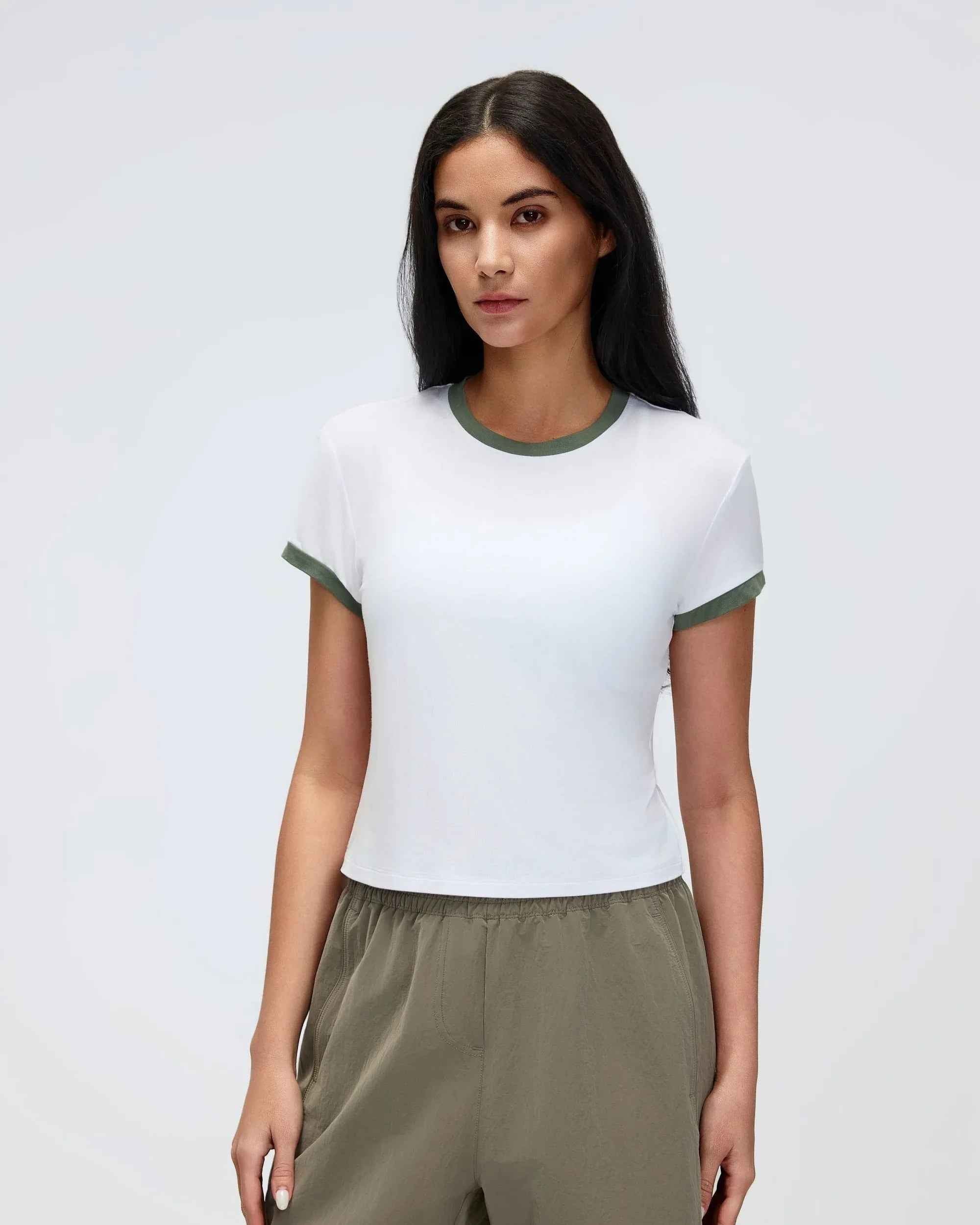 Color-Block Cropped Shoulder Tee