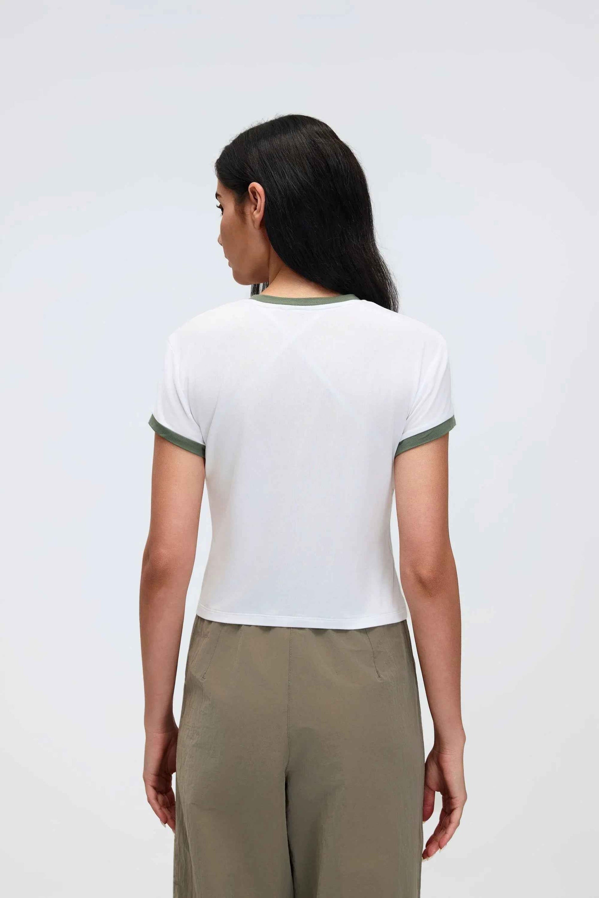 Color-Block Cropped Shoulder Tee