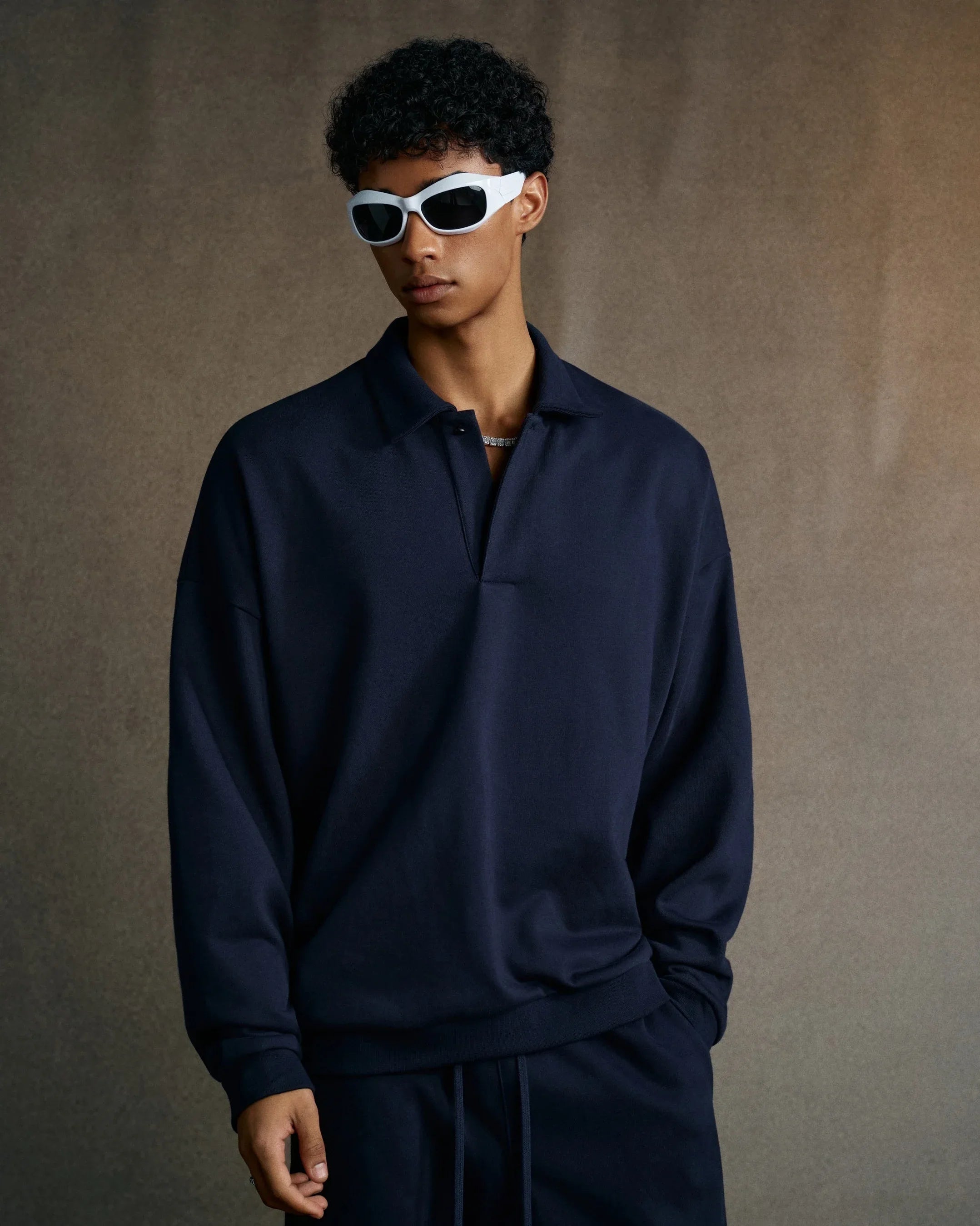 Men Polo Collar Sweatshirt