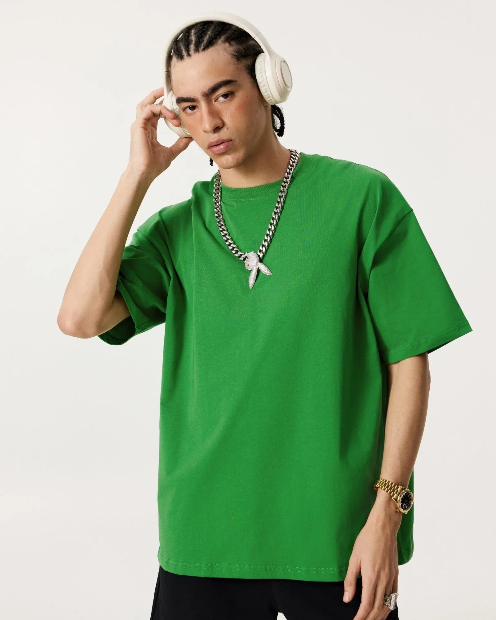 Men Solid Color Loose Fit T-Shirt