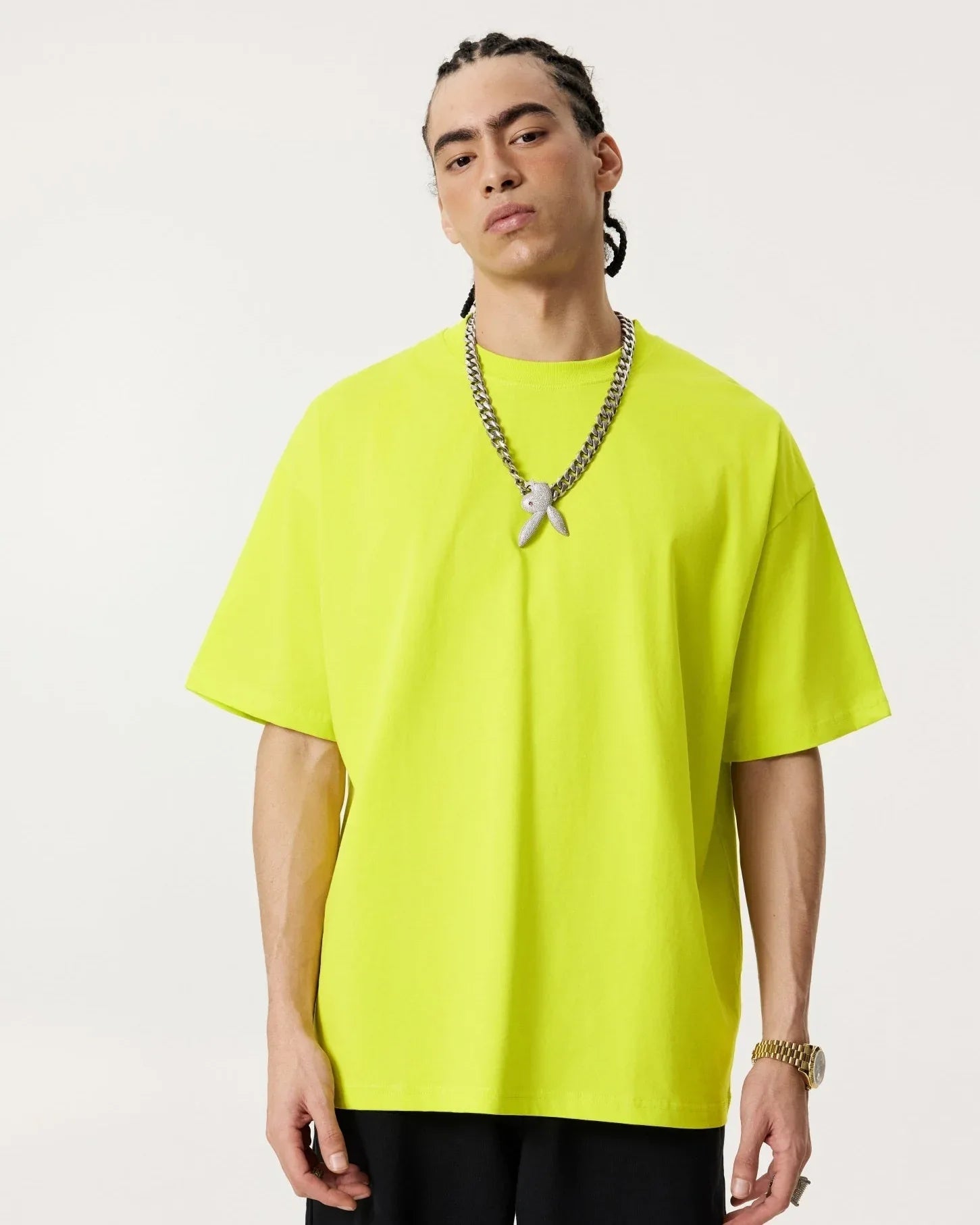 Men Solid Color Loose Fit T-Shirt