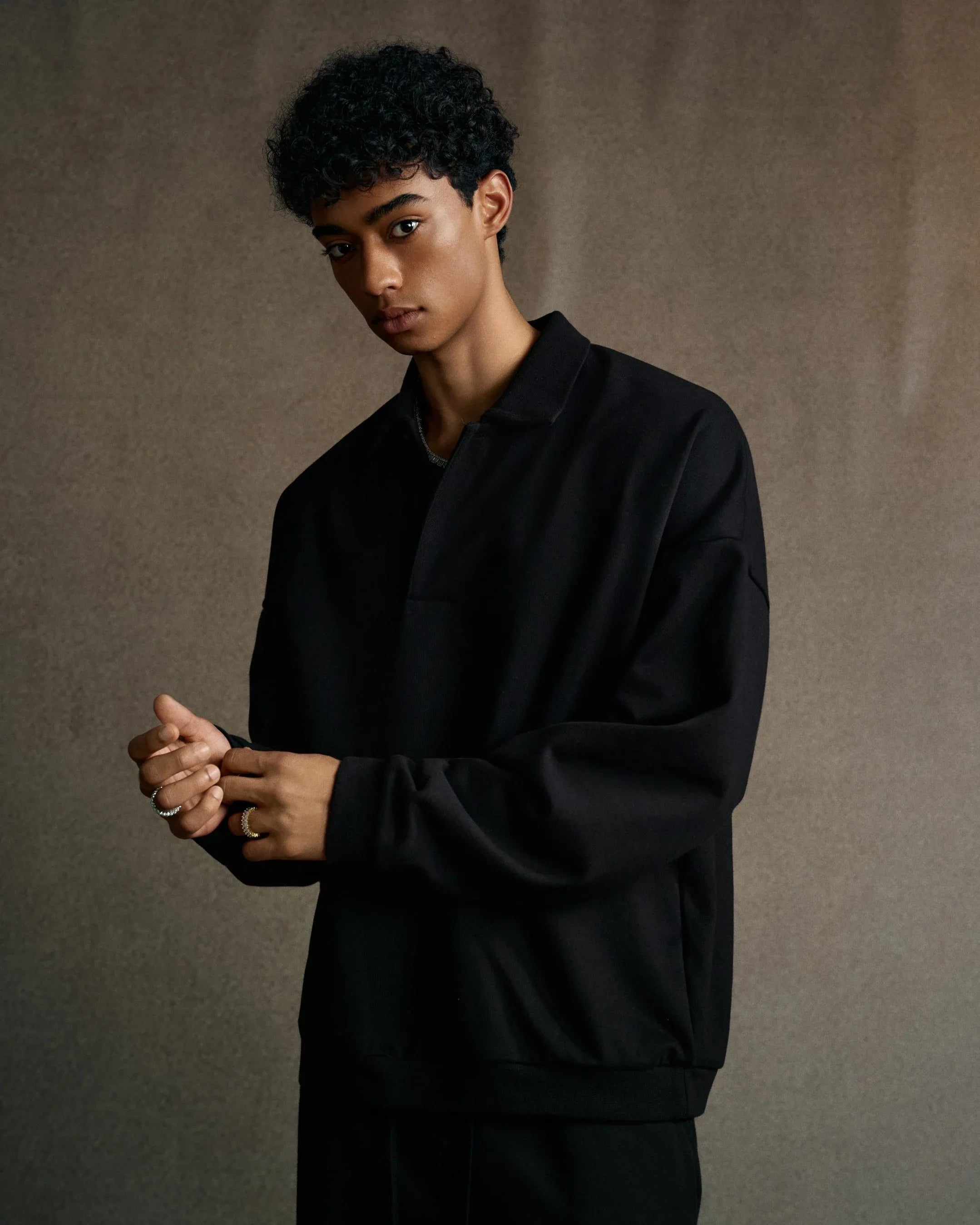 Men Polo Collar Sweatshirt