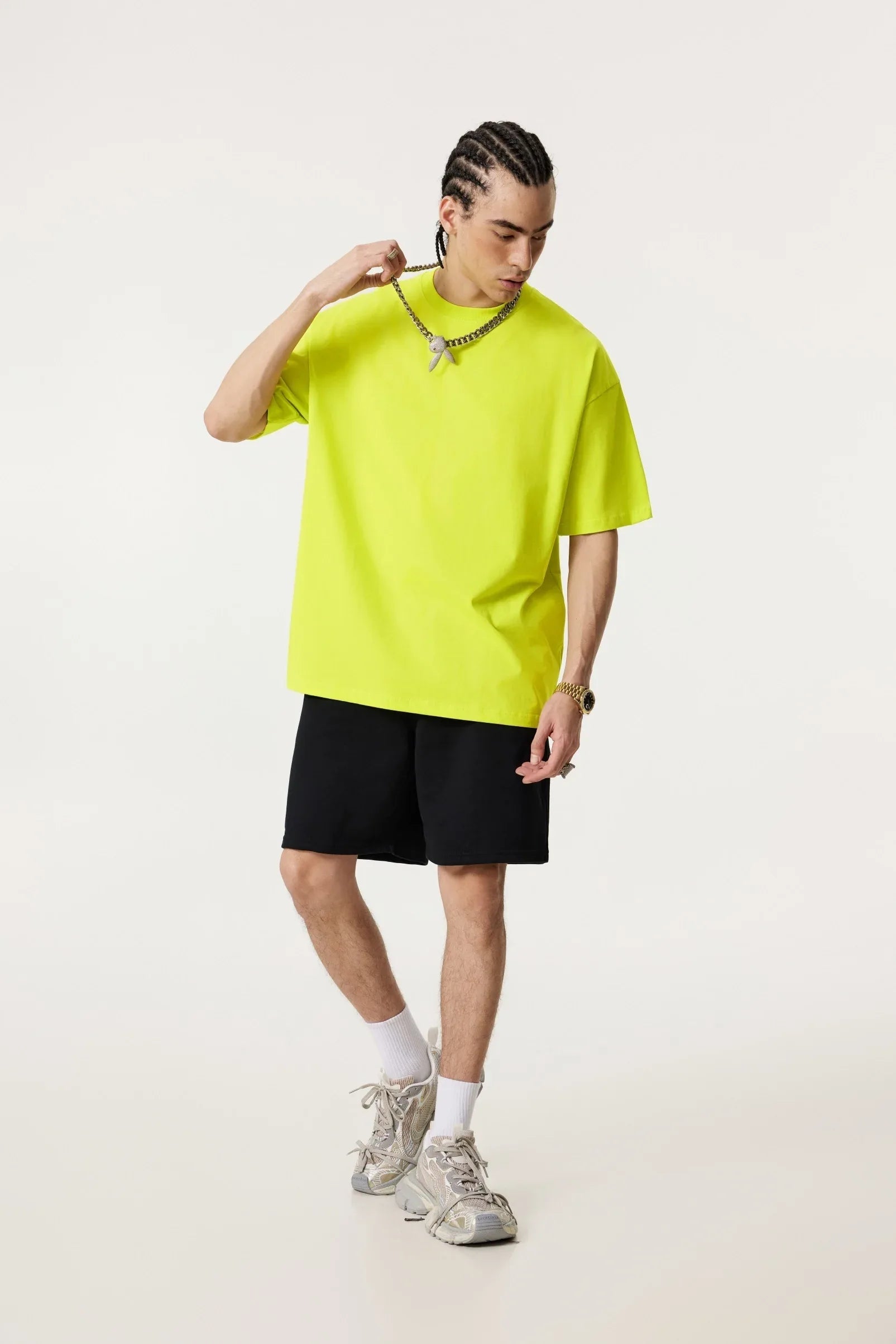 Men Solid Color Loose Fit T-Shirt