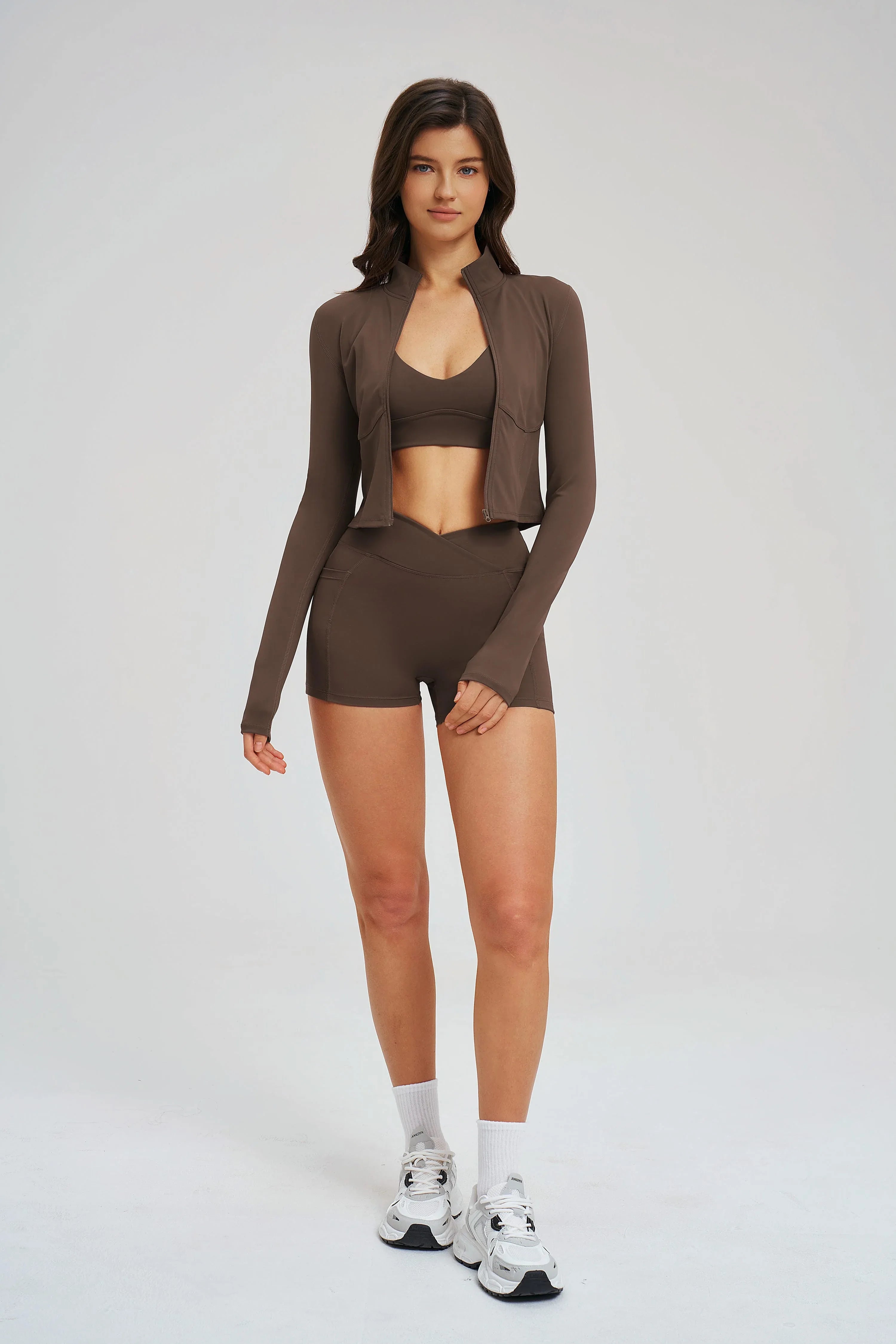 Stand-Collar Zip-Up Yoga Jacket