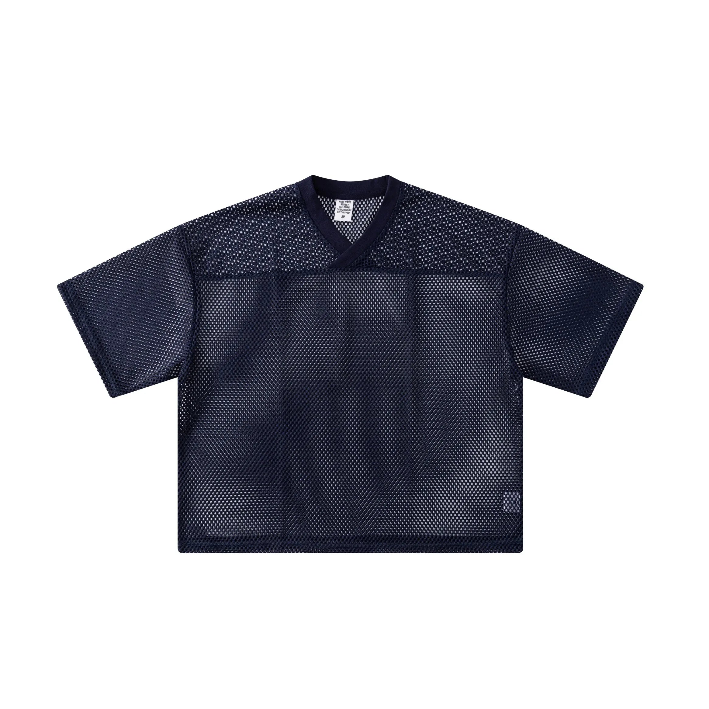Boxy Hollow Fit Mesh V-Neck T-Shirt