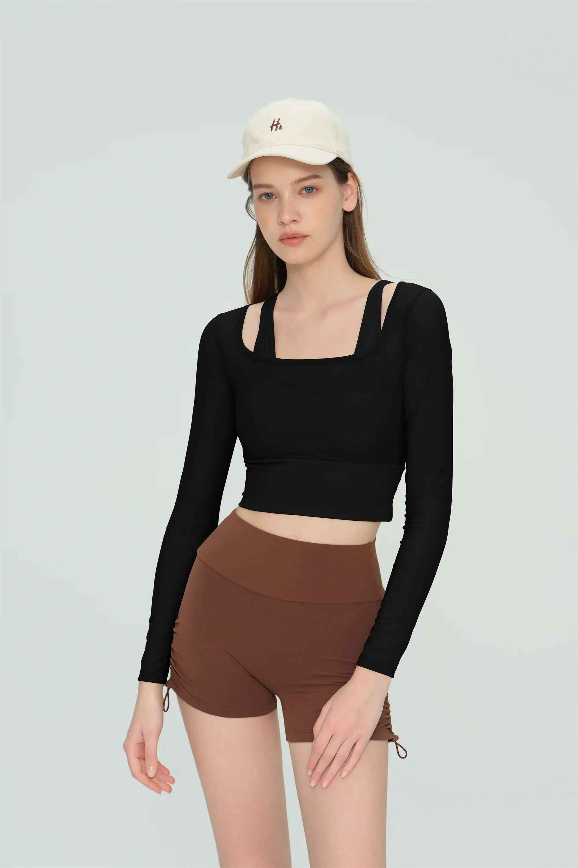 Mesh Panel Long Sleeve Yoga Top