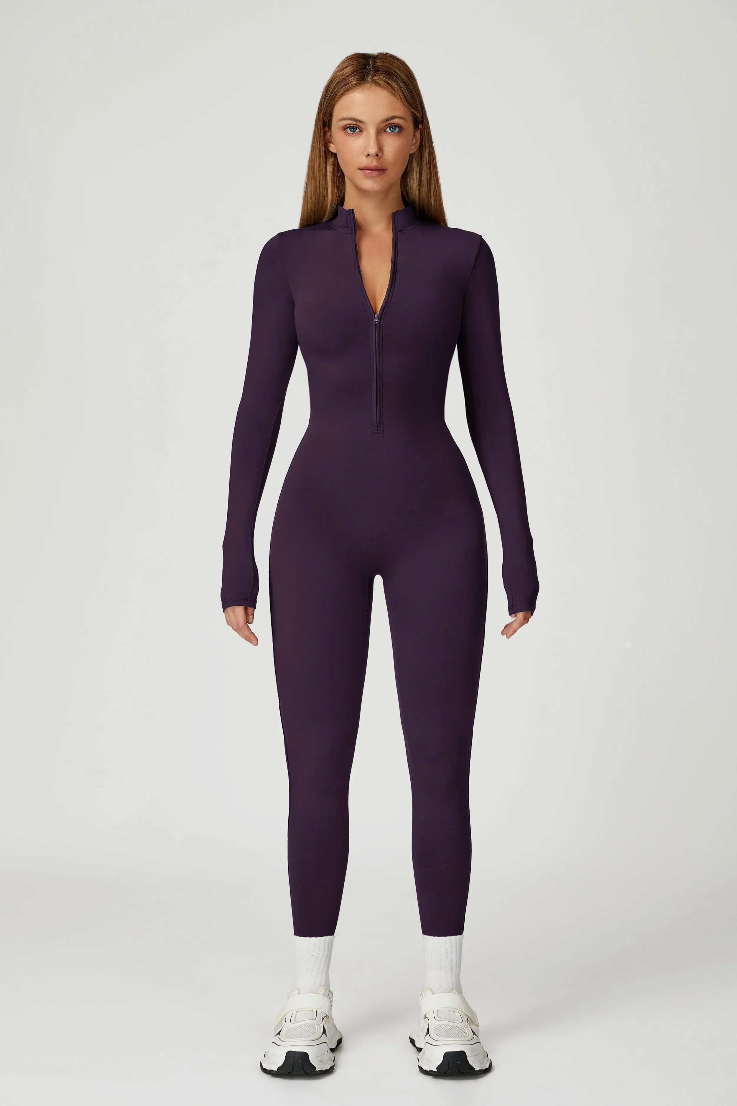 Brushed Zip-Up One Piece Jumpsuit