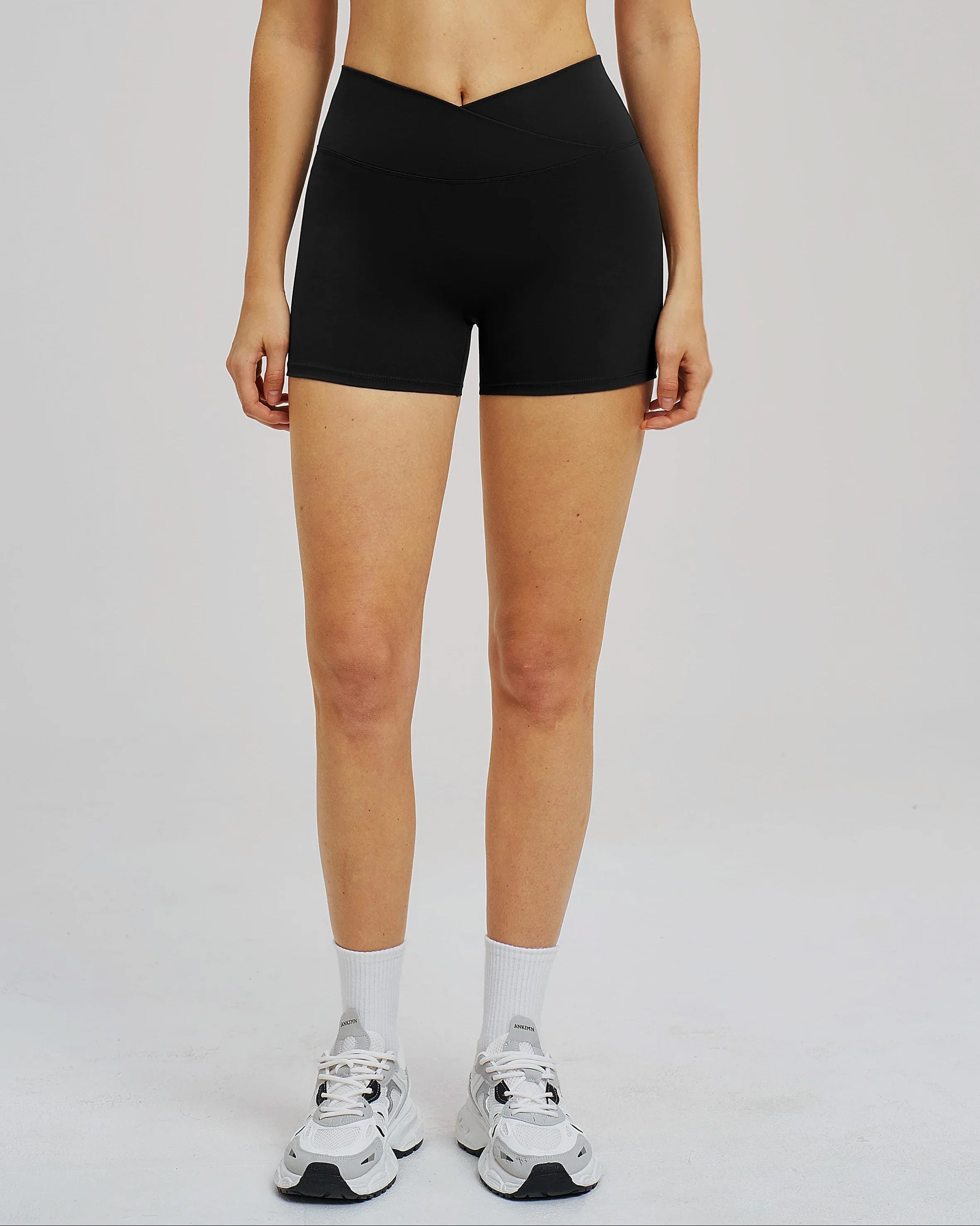 Cross-Waist Brushed Yoga Shorts