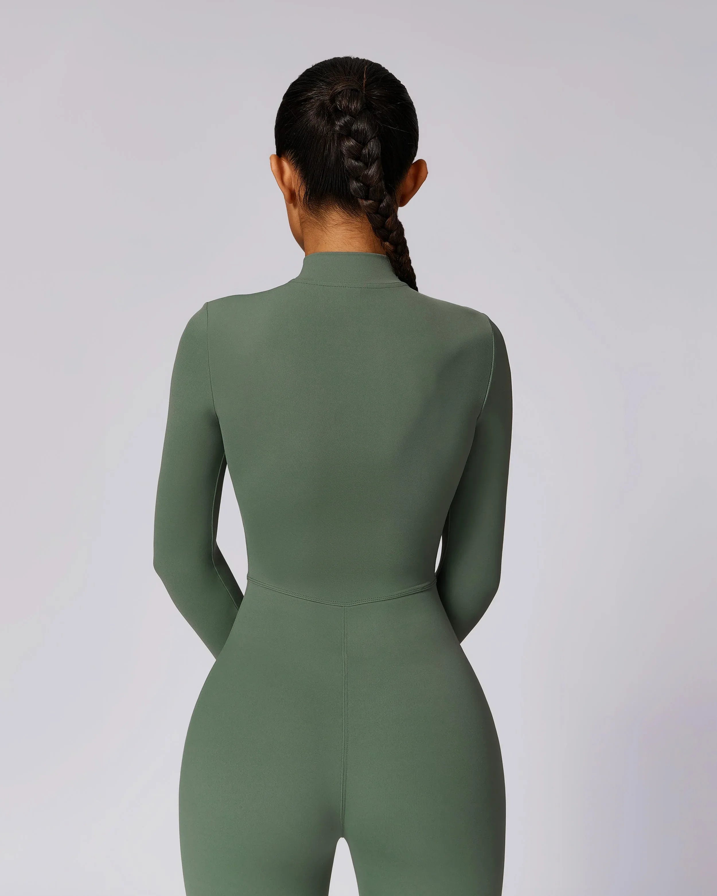 Zip-Up High-Neck One Piece Jumpsuit