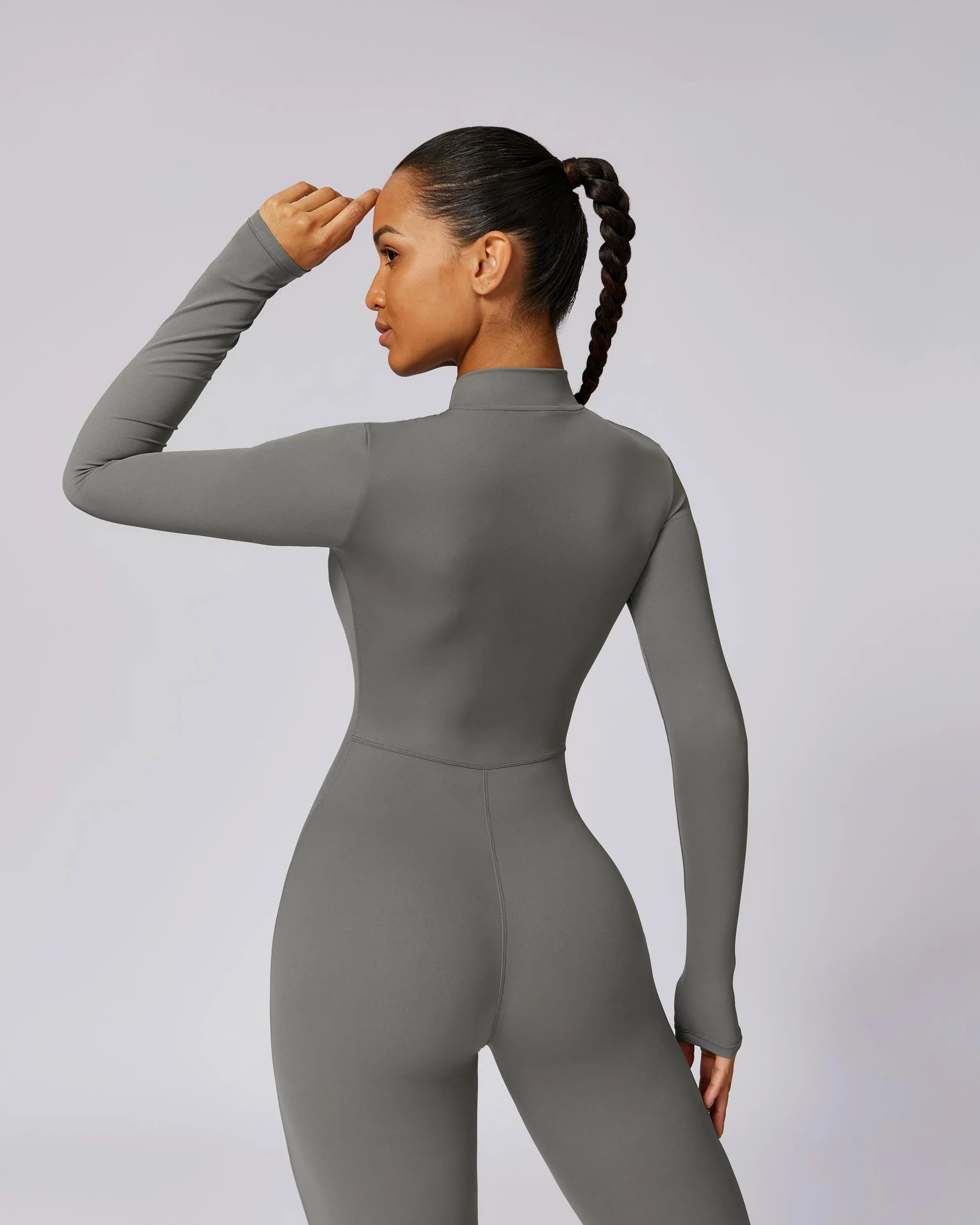 Zip-Up High-Neck One Piece Jumpsuit