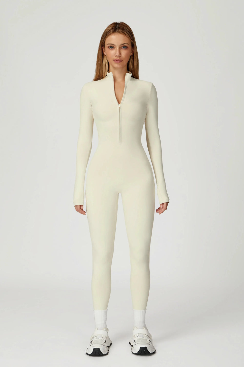 Brushed Zip-Up One Piece Jumpsuit