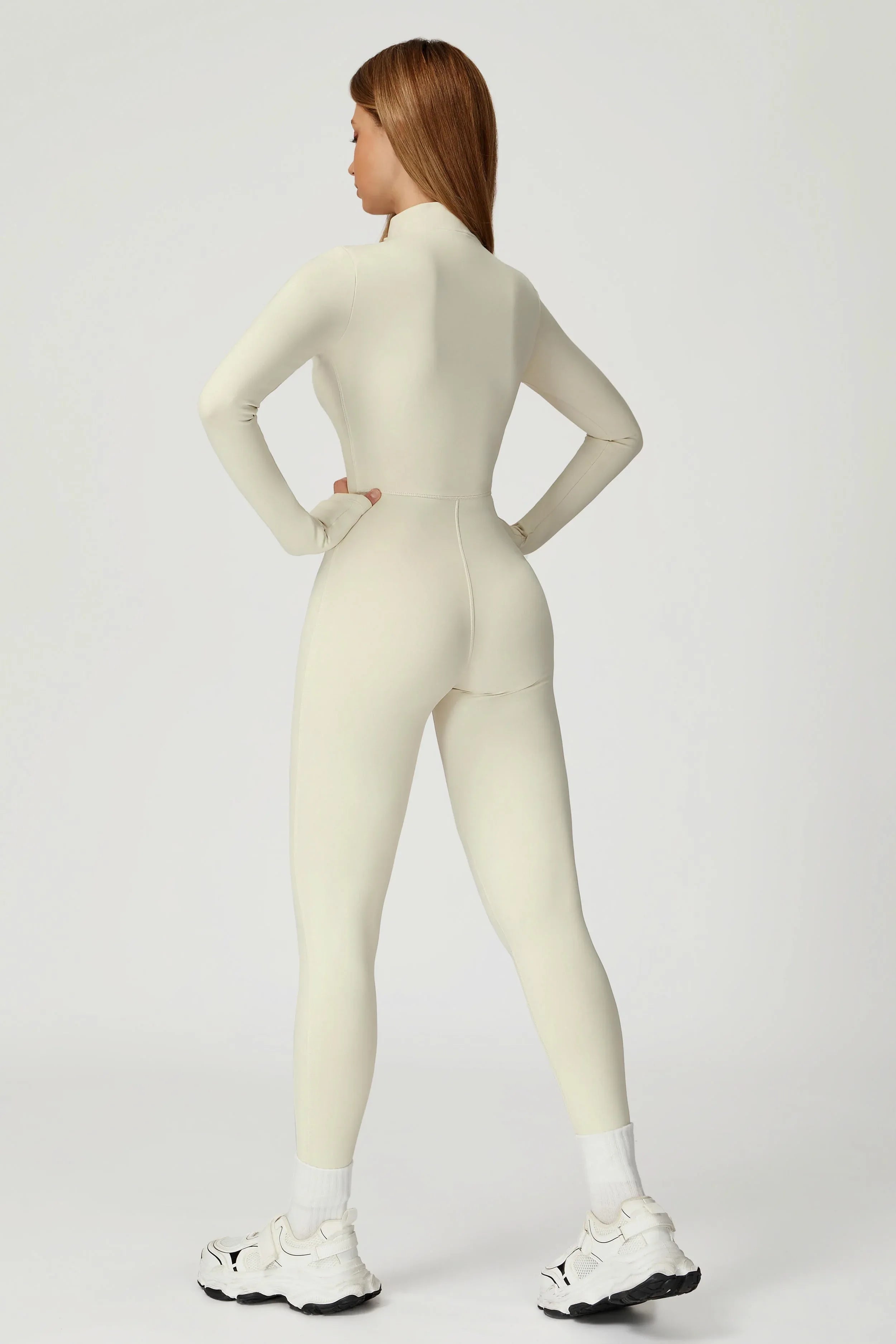 Brushed Zip-Up One Piece Jumpsuit