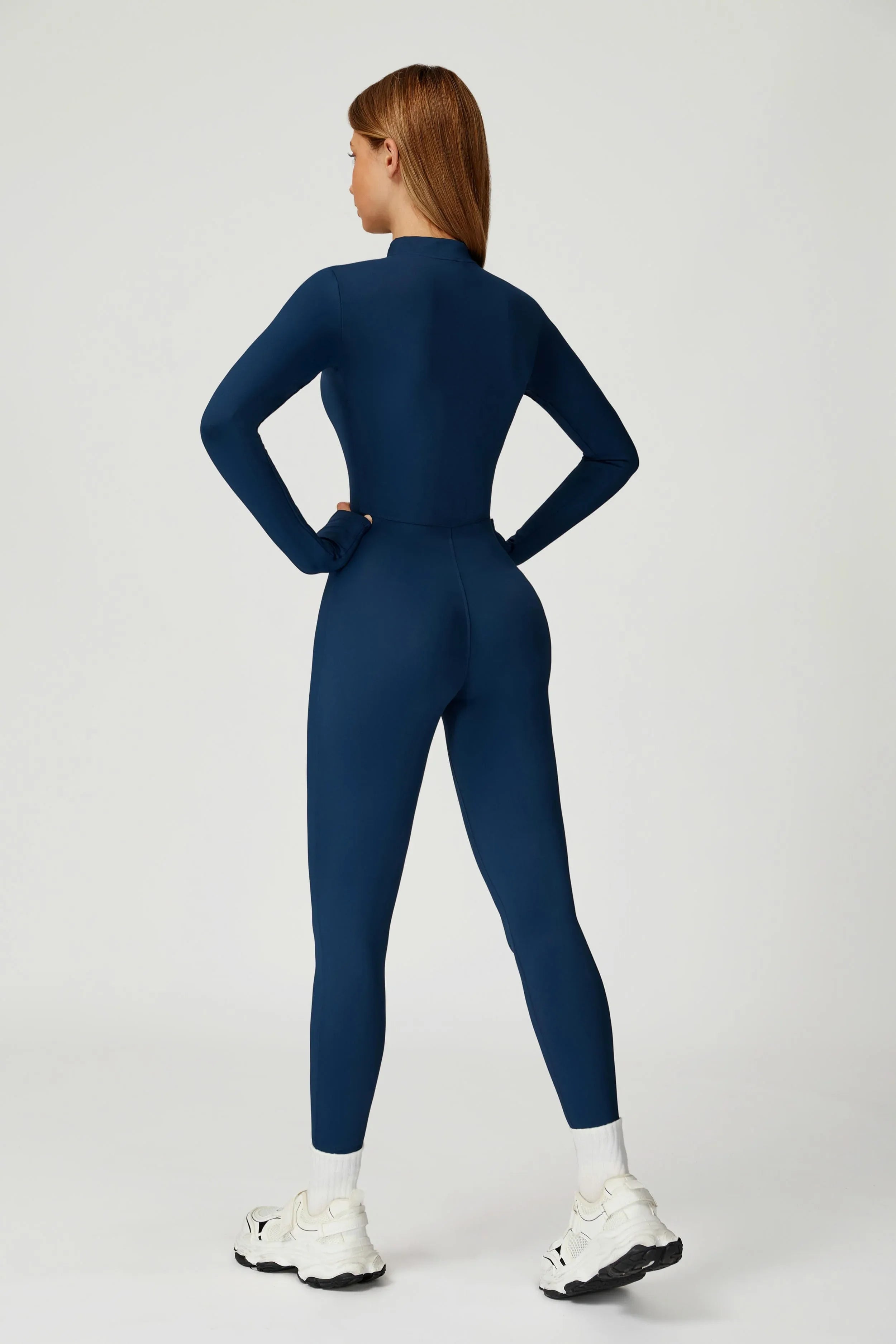 Brushed Zip-Up One Piece Jumpsuit