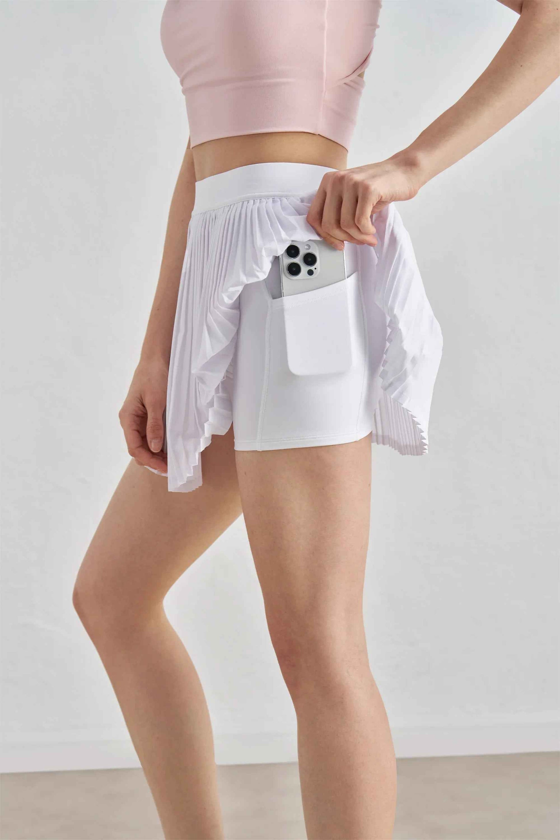 High-Waist Tennis Skirt with Inner Shorts