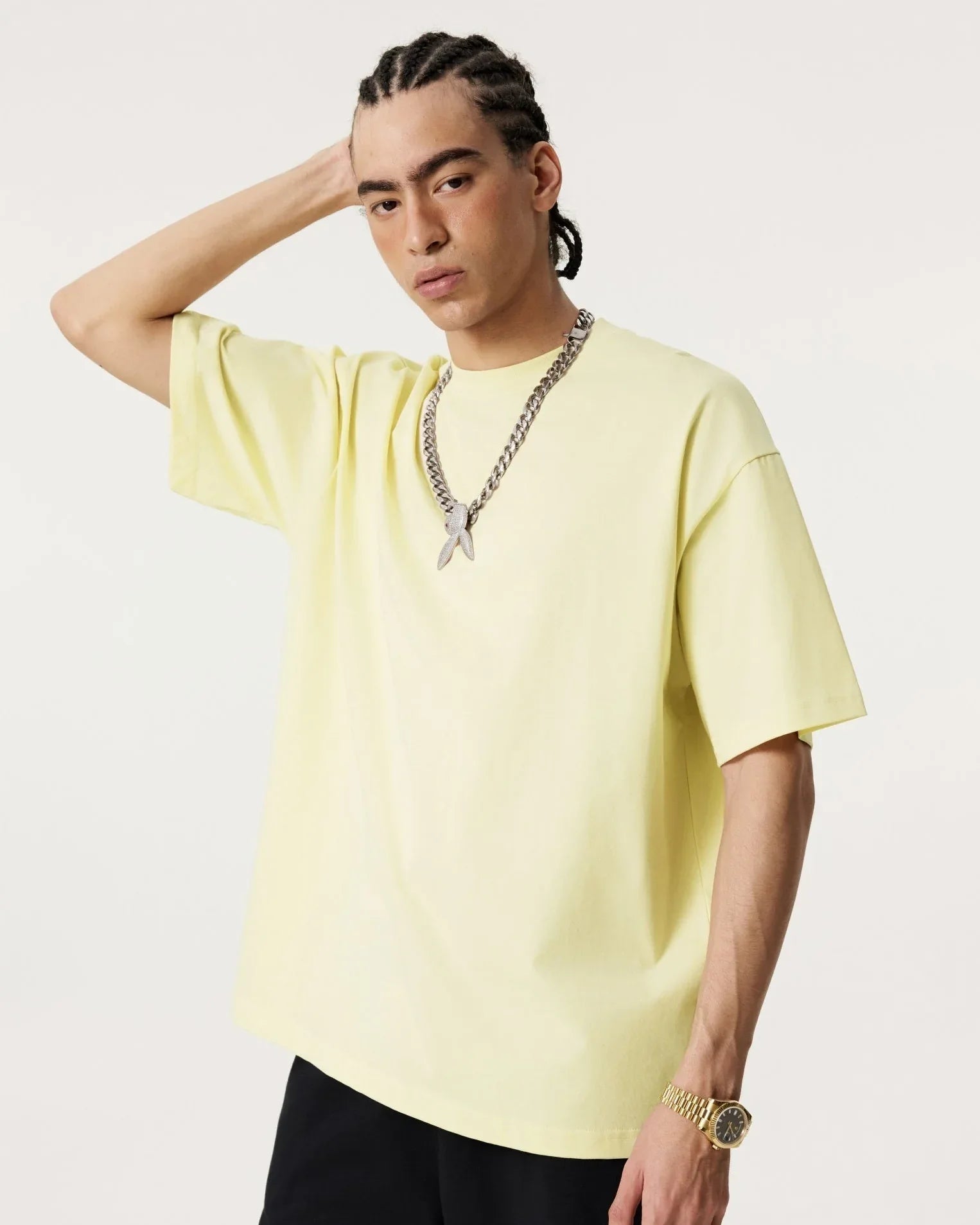 Men Solid Color Loose Fit T-Shirt