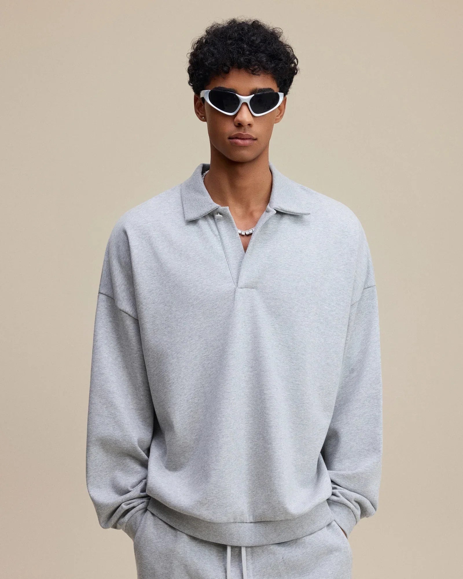 Men Polo Collar Sweatshirt