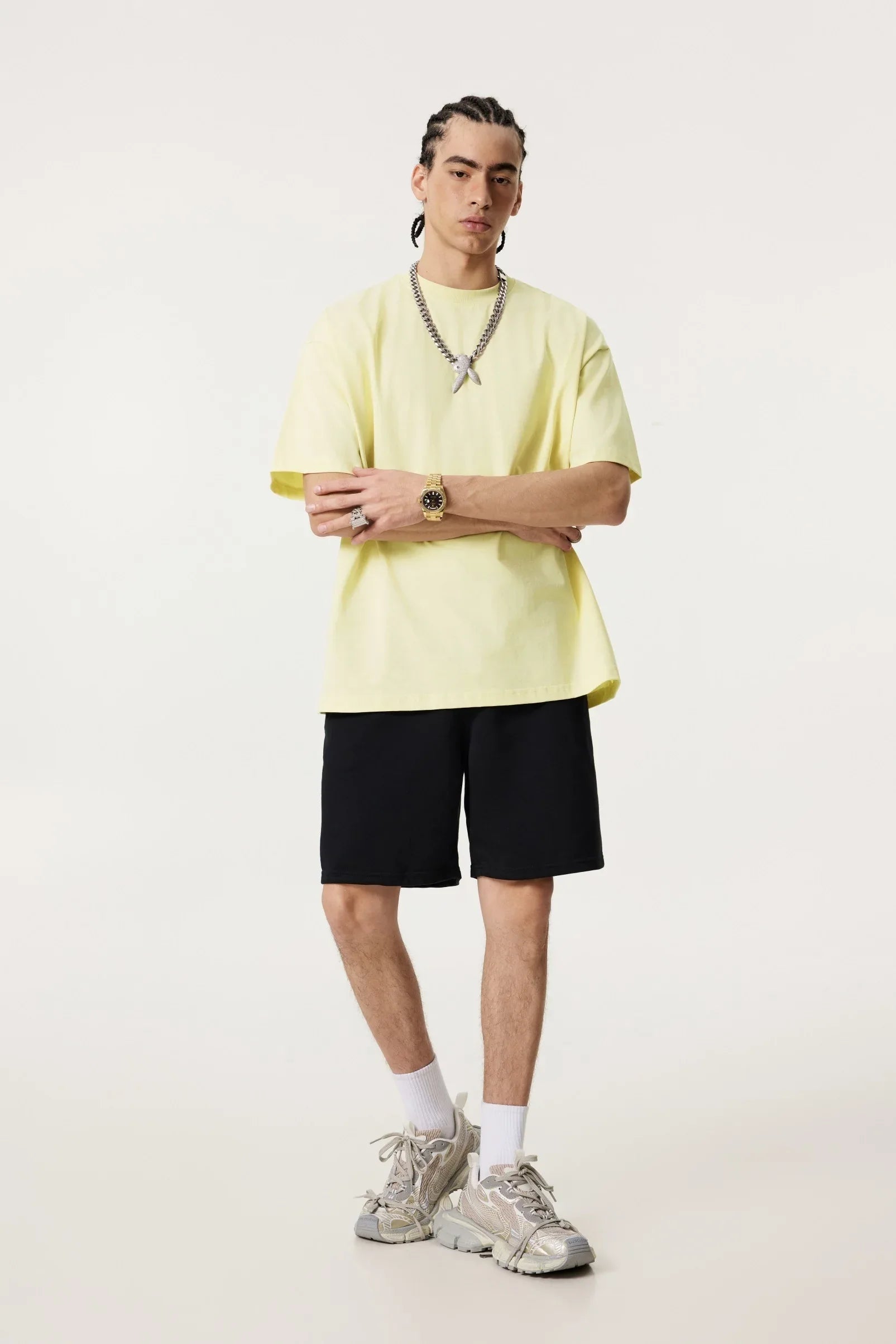 Men Solid Color Loose Fit T-Shirt
