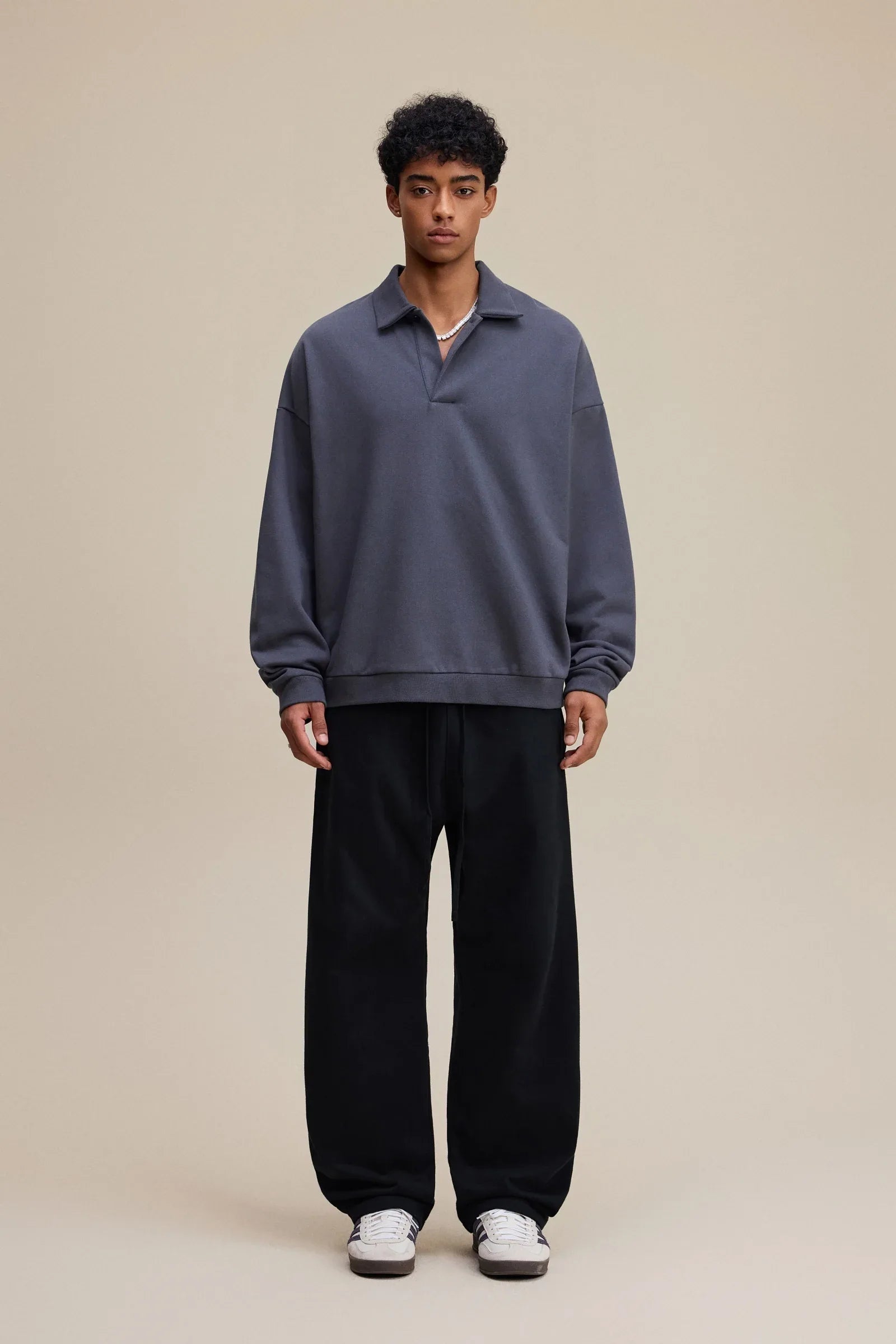 Men Polo Collar Sweatshirt